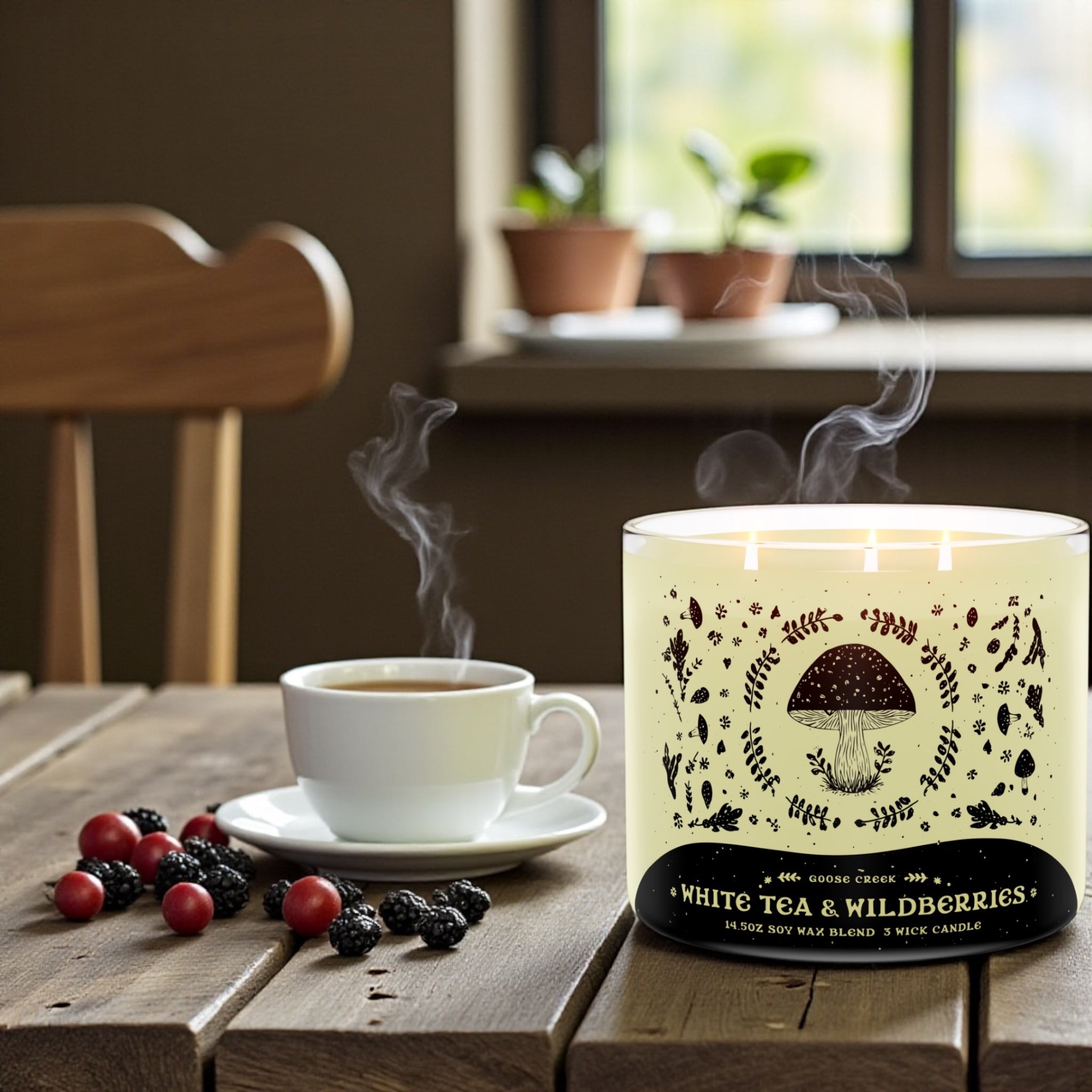 White Tea & Wildberries Candle 14.5 oz + Artisanal soap ( Birds in love design) as agift