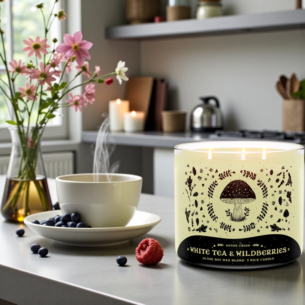 White Tea & Wildberries Candle 14.5 oz + Artisanal soap ( Birds in love design) as agift