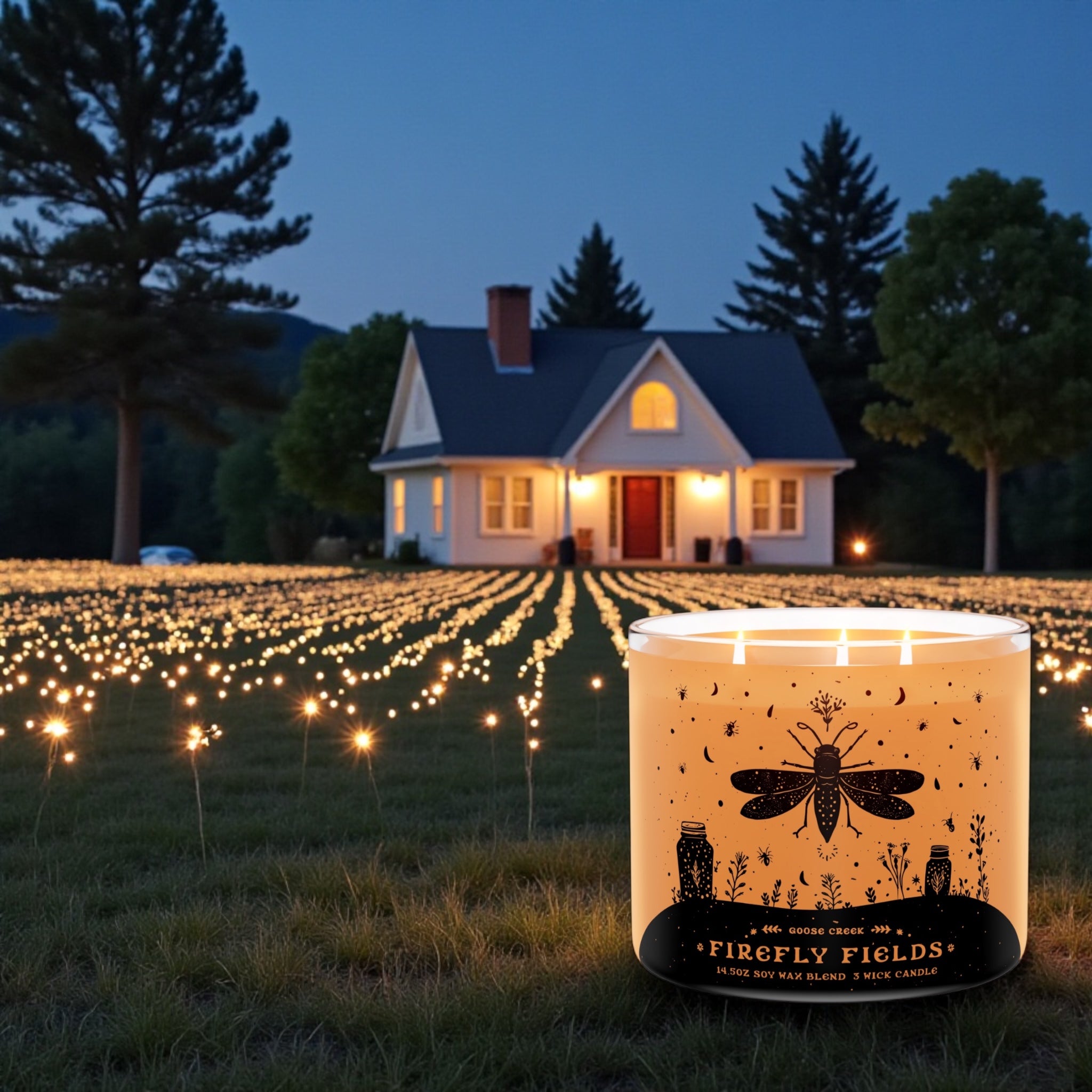 Firefly Fields Candle 14.5 oz + Artisanal soap (Birds in love design)