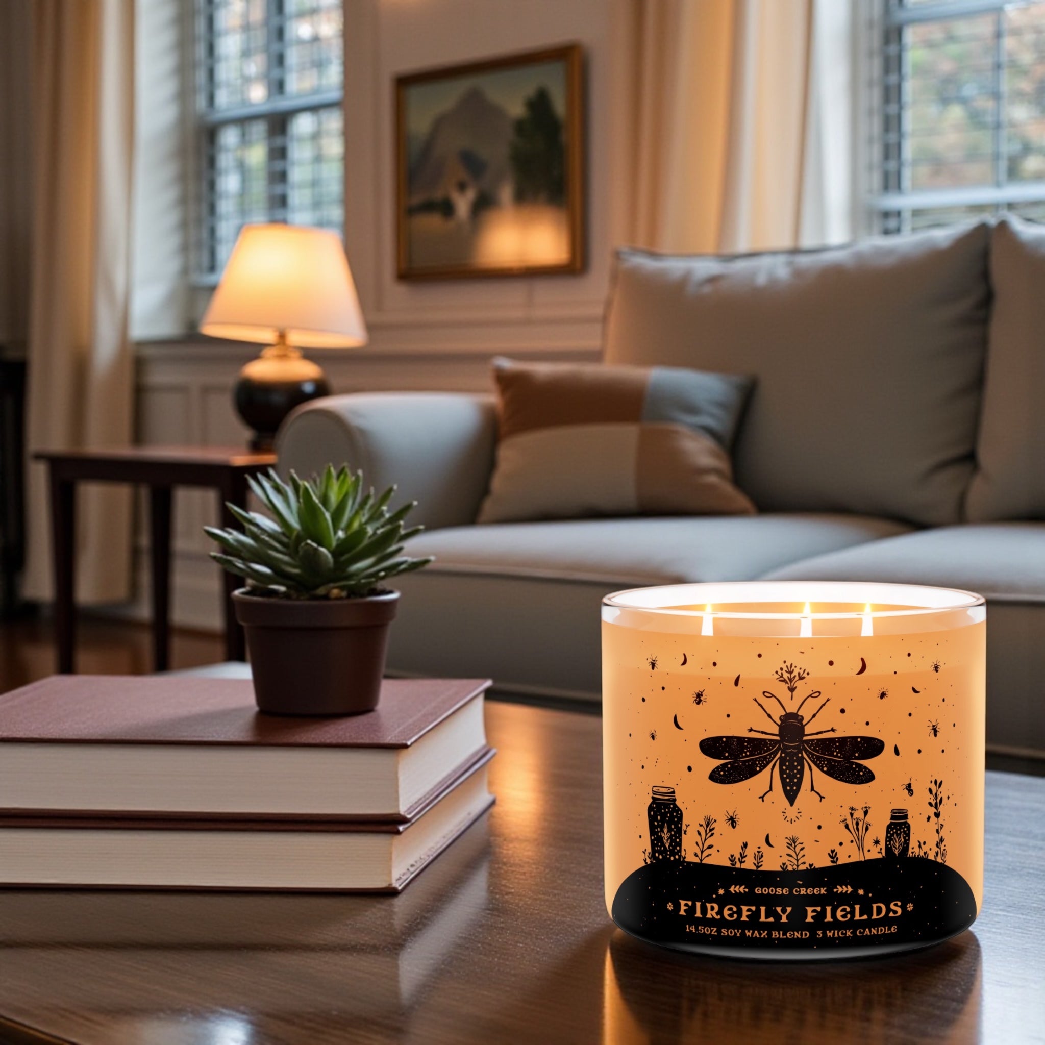 Firefly Fields Candle 14.5 oz + Artisanal soap (Birds in love design)