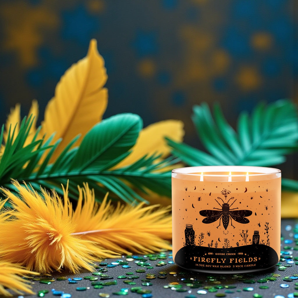 Firefly Fields Candle 14.5 oz + Artisanal soap (Birds in love design)