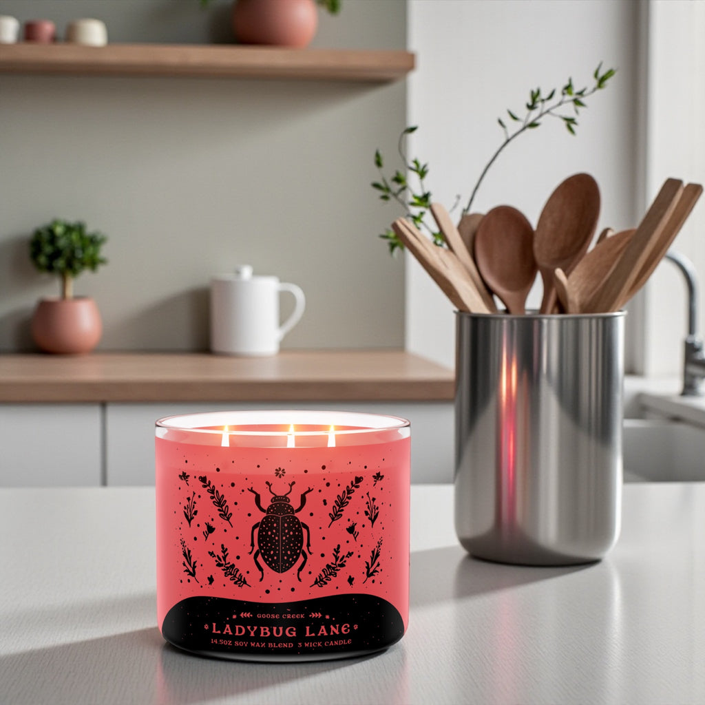 LadyBug Lane Candle 14.5oz +Artisanal Soap (Birds in Love design)