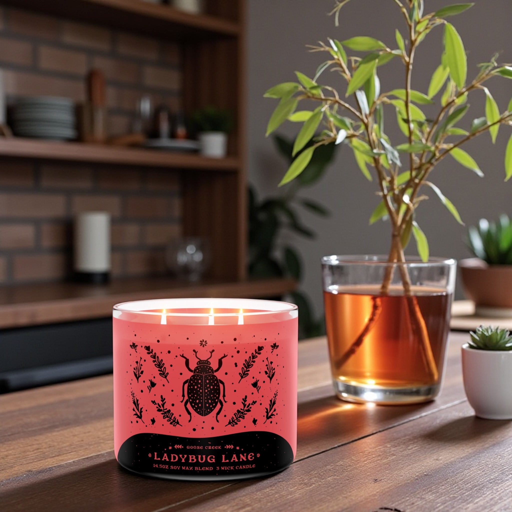 LadyBug Lane Candle 14.5oz +Artisanal Soap (Birds in Love design)