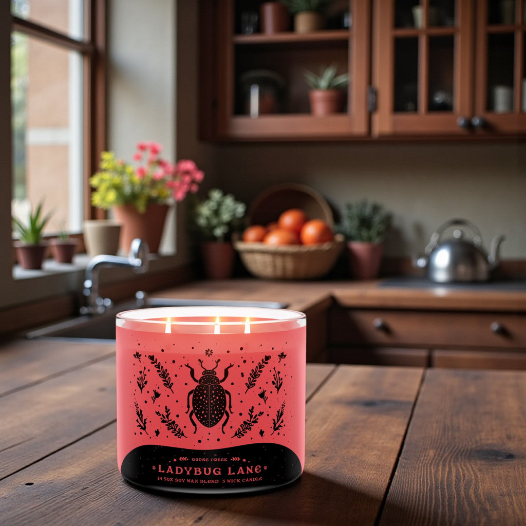 LadyBug Lane Candle 14.5oz +Artisanal Soap (Birds in Love design)