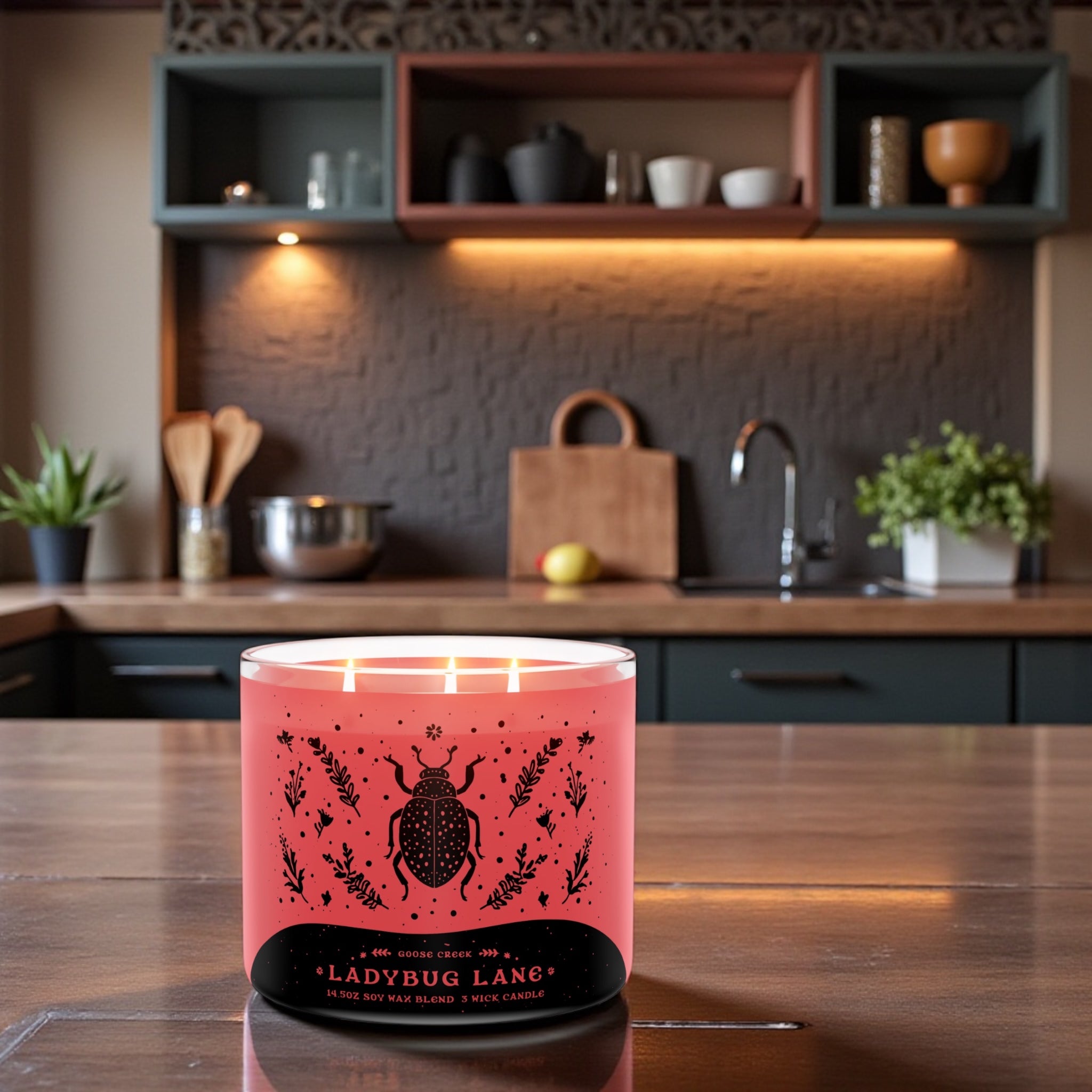 LadyBug Lane Candle 14.5oz +Artisanal Soap (Birds in Love design)