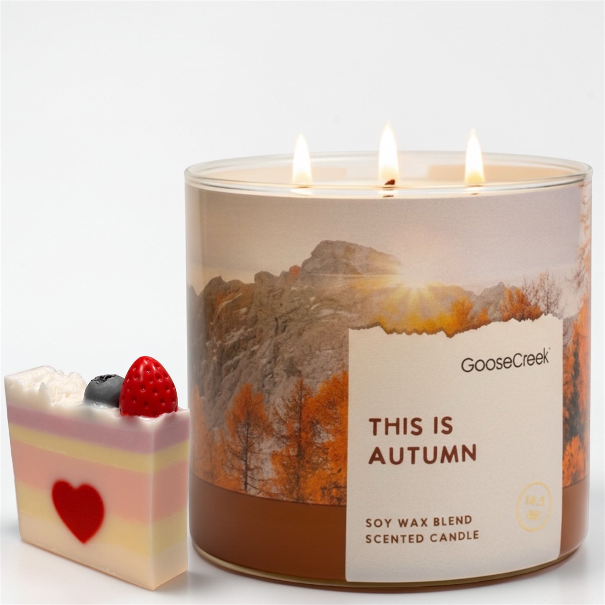 This Is Autumn Scented Candle, Soy Wax Blend, 3-Wick, Apples, Leaves, Oats, Caramel & Spice