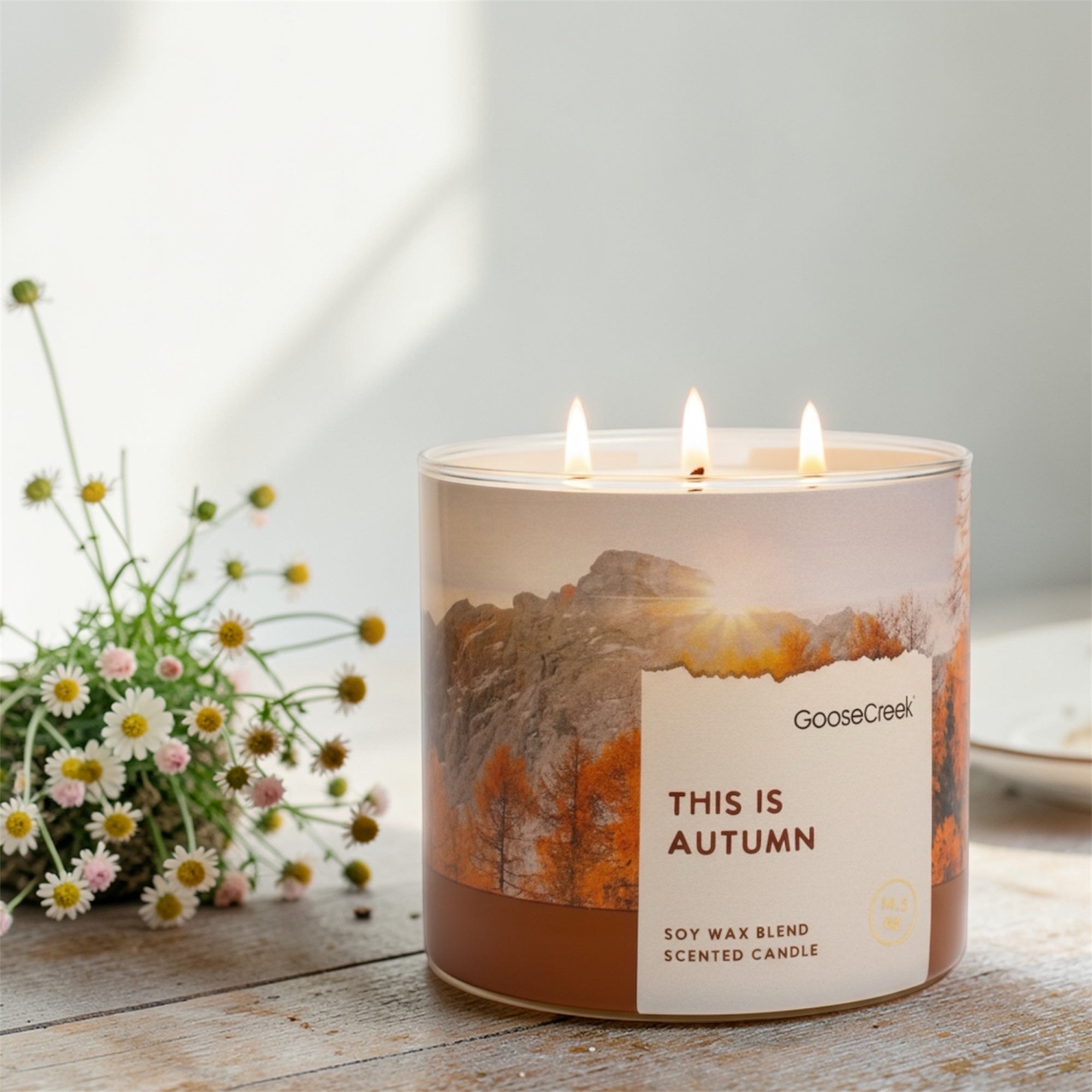 This Is Autumn Scented Candle, Soy Wax Blend, 3-Wick, Apples, Leaves, Oats, Caramel & Spice
