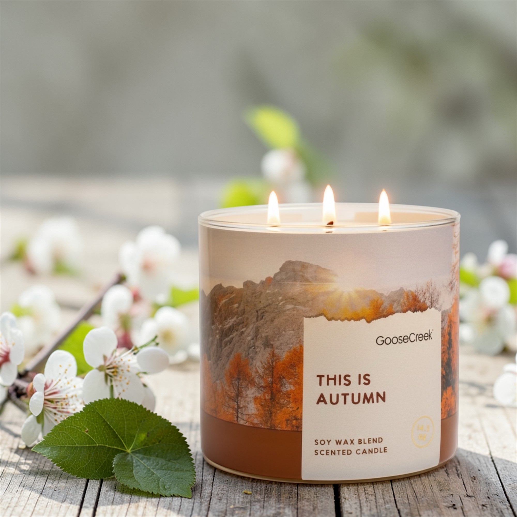 This Is Autumn Scented Candle, Soy Wax Blend, 3-Wick, Apples, Leaves, Oats, Caramel & Spice