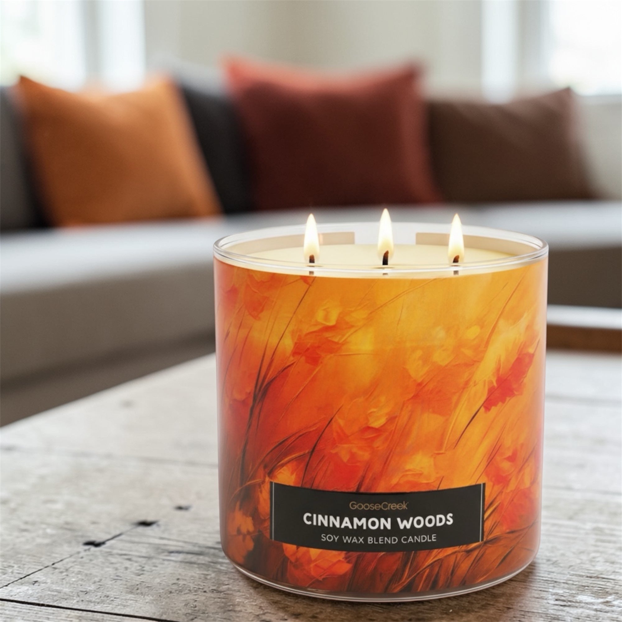 Cinnamon Woods Soy Wax Blend Candle 14.5 oz, Ground Cinnamon, Rustic Cedar & Autumn Spice