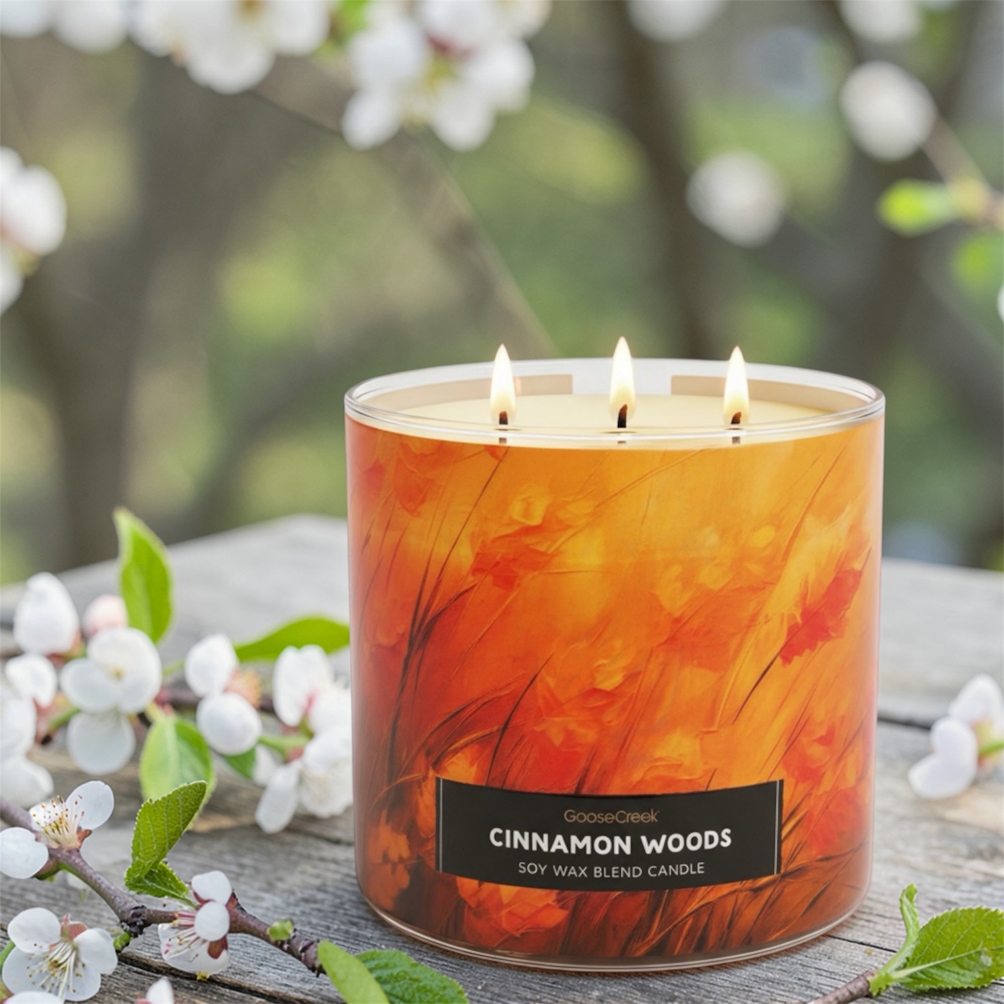 Cinnamon Woods Soy Wax Blend Candle 14.5 oz, Ground Cinnamon, Rustic Cedar & Autumn Spice