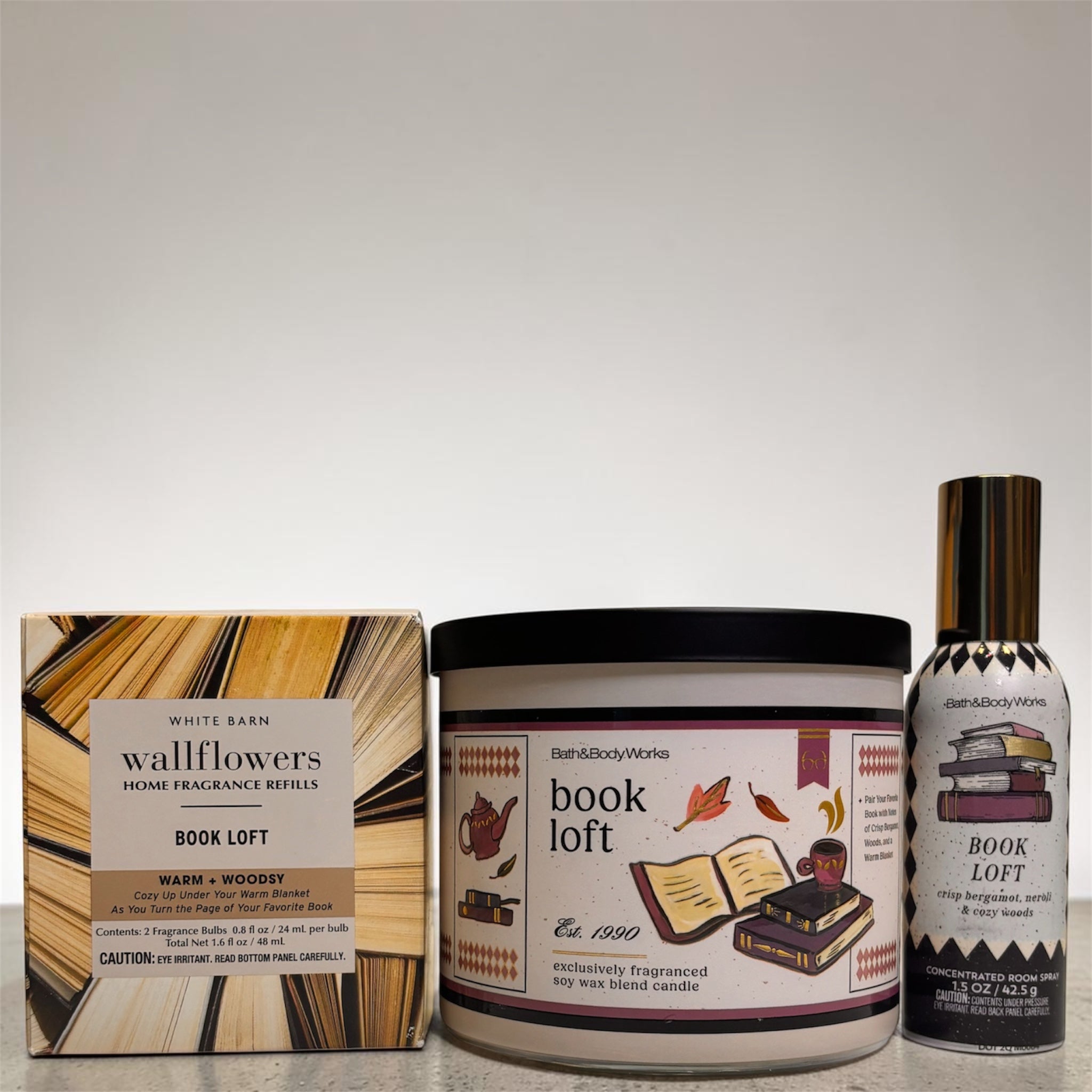 Book loft fragrance set; 1 Candle 1 room spray 2pack wallflowers