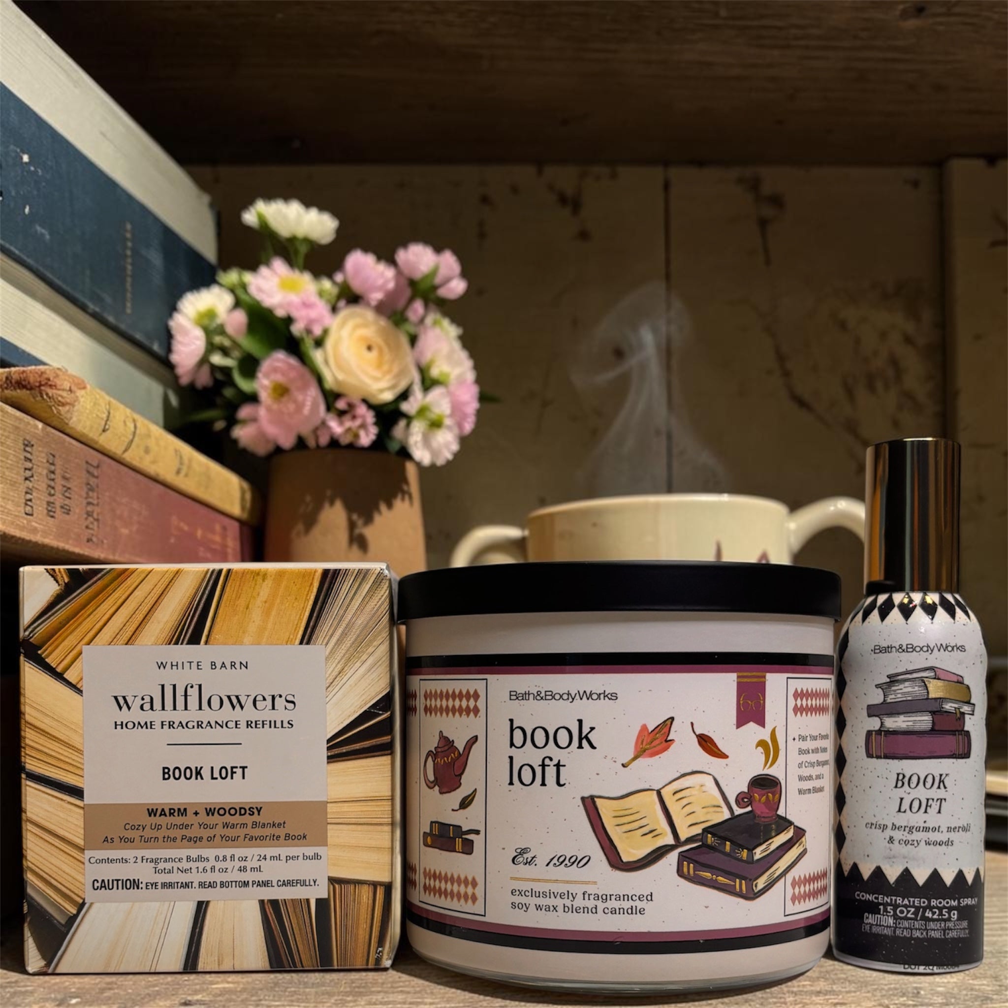 Book loft fragrance set; 1 Candle 1 room spray 2pack wallflowers