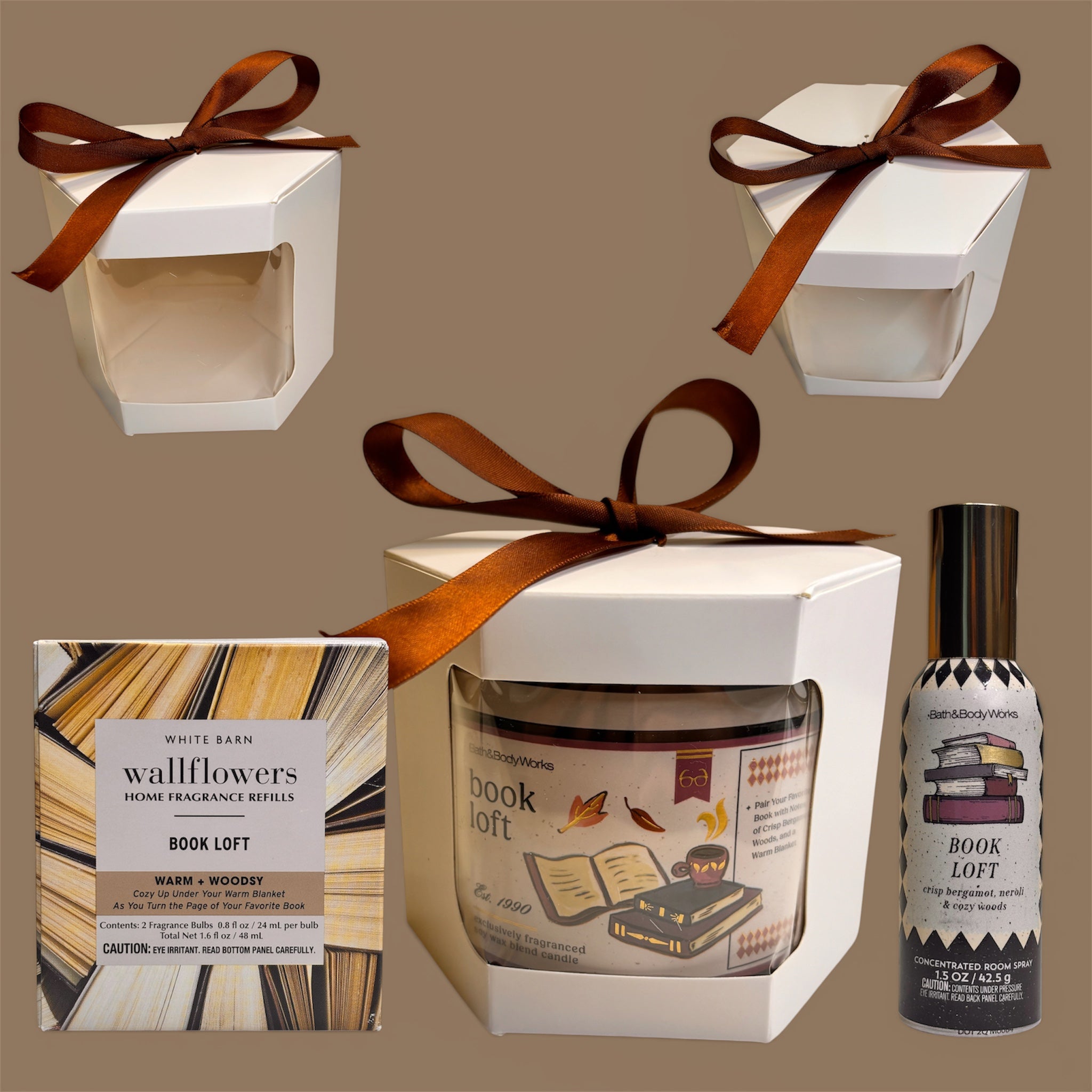 Book loft fragrance set; 1 Candle 1 room spray 2pack wallflowers