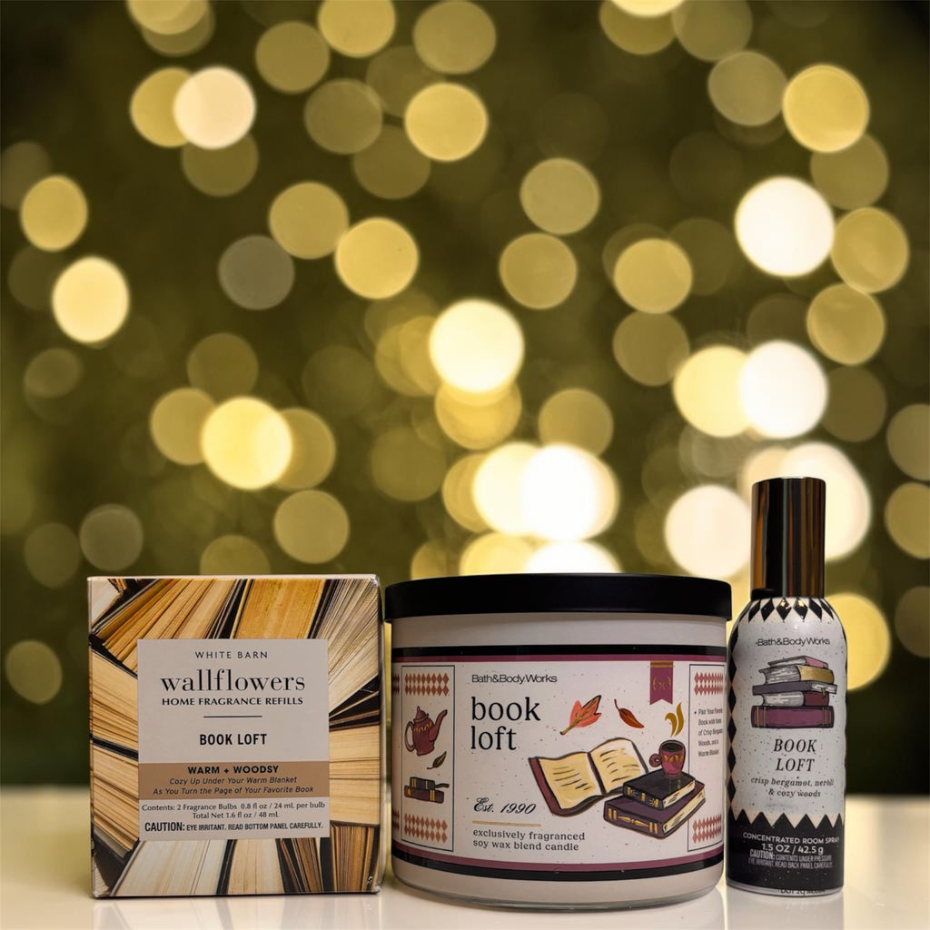 Book loft fragrance set; 1 Candle 1 room spray 2pack wallflowers