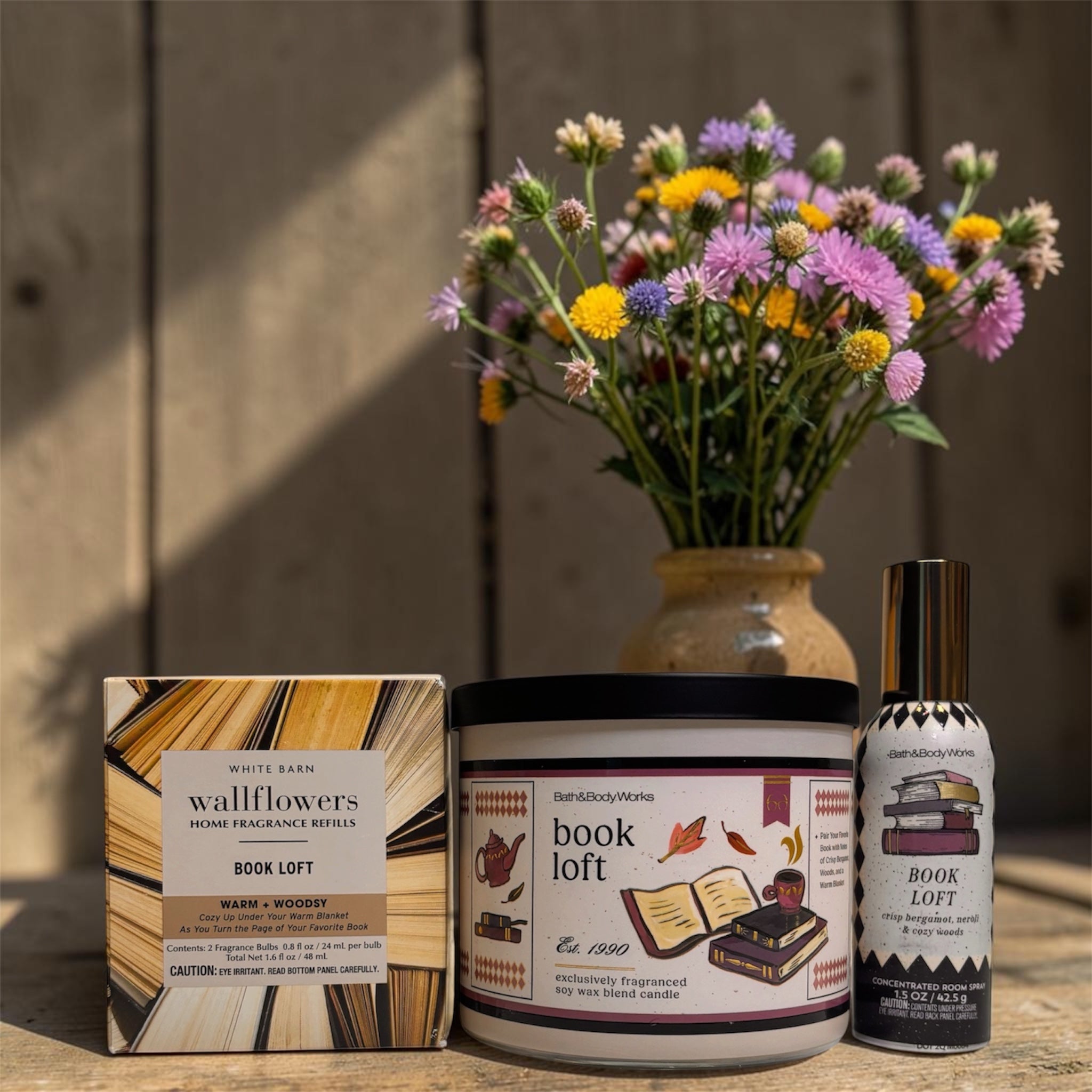 Book loft fragrance set; 1 Candle 1 room spray 2pack wallflowers