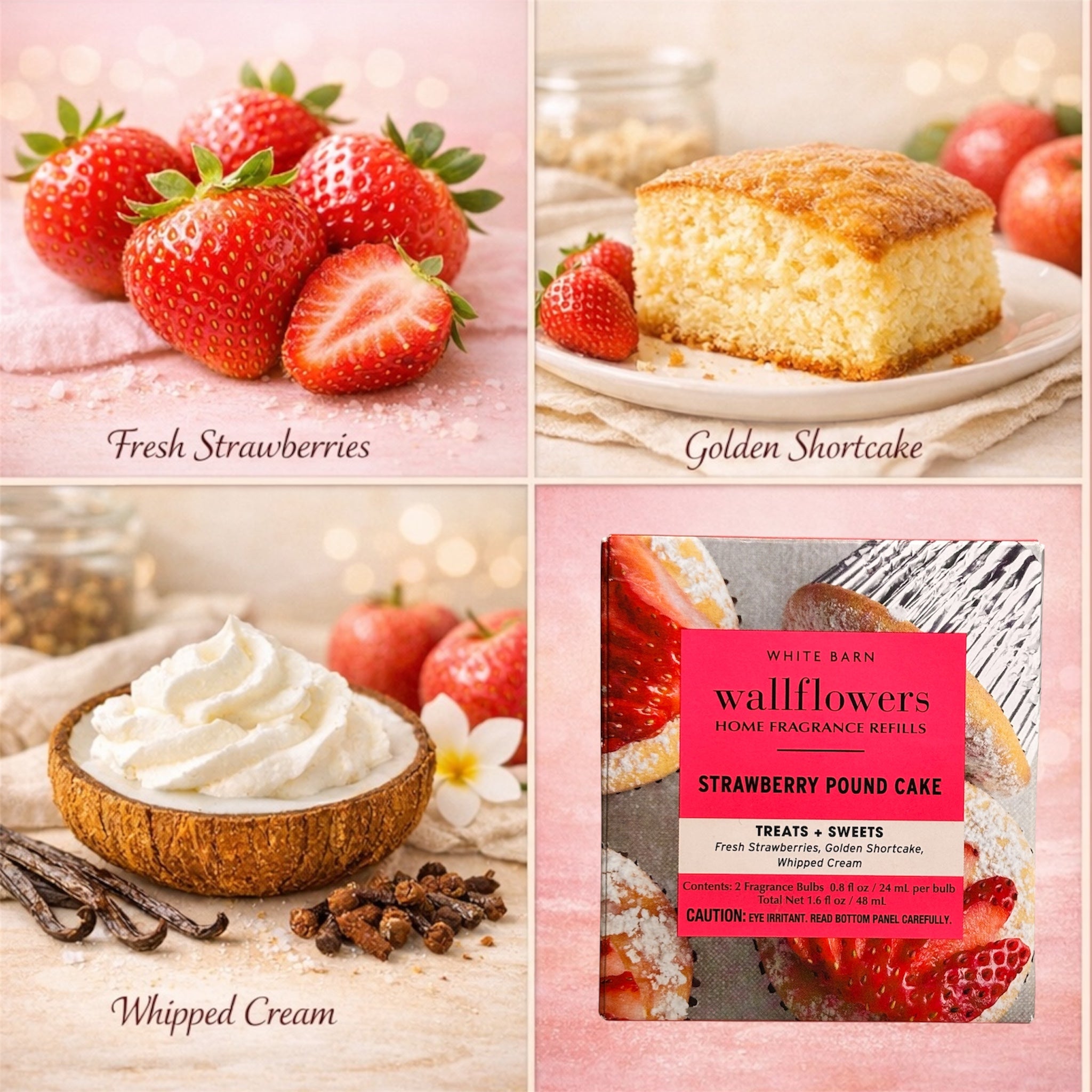 White Barn Strawberry Pound Cake Wallflowers Refill 4pack/Treats & Sweets