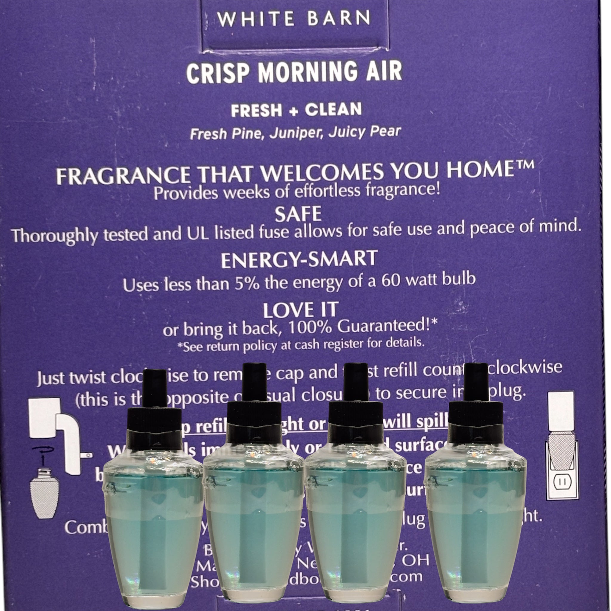 White Barn Crisp Morning Air Wallflowers Refill 4pack/ Fresh & Clean Home Fragrance plugs