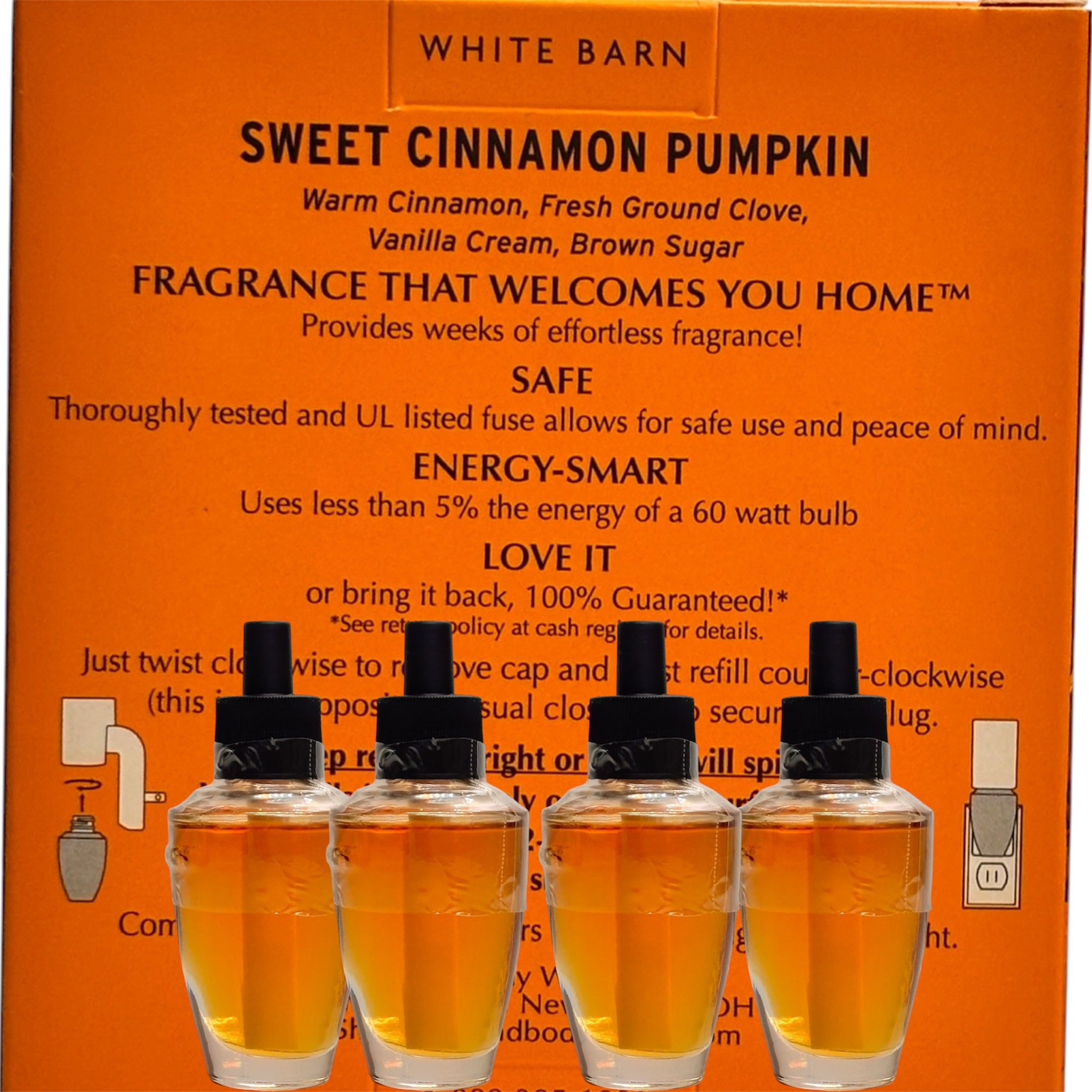 White Barn Sweet Cinnamon Pumpkin wallflowers Refill 4pack Treat &Sweets Home Fragrances Plugs
