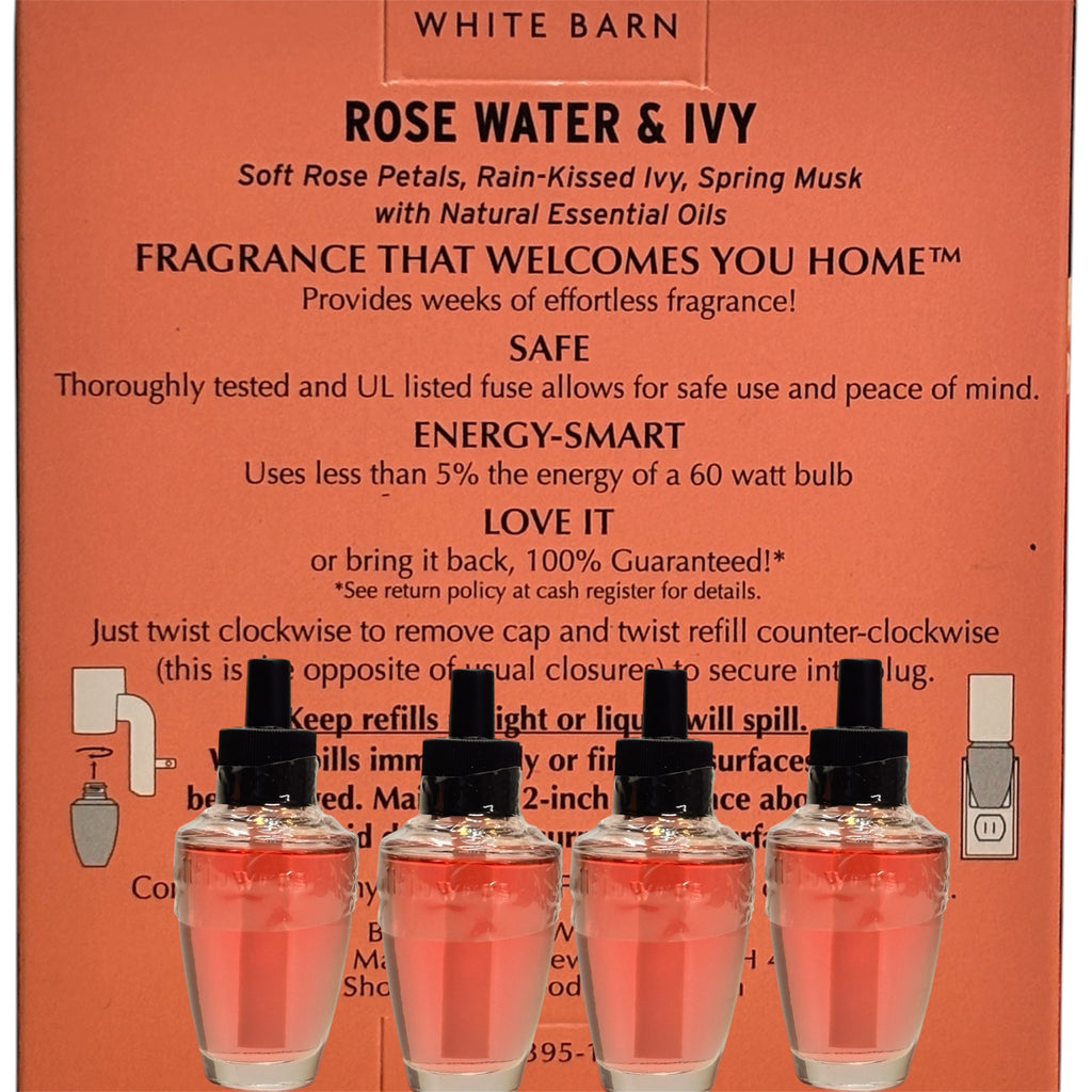 Rose Water & Ivy White Barn Wallflowers Refill 4pack Botanicals & Blooms Home Fragrances Plugs