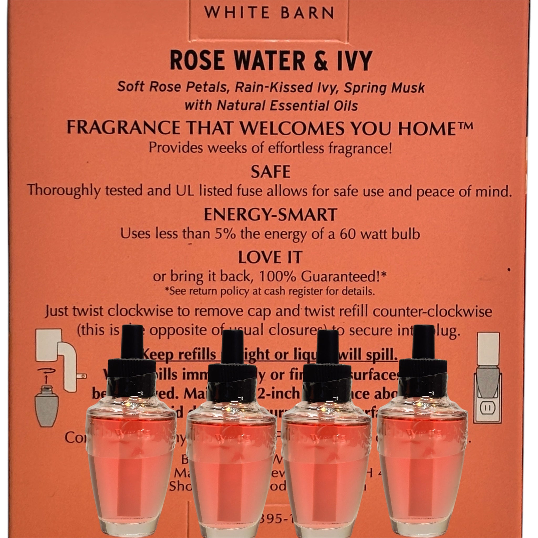 Rose Water & Ivy White Barn Wallflowers Refill 4pack Botanicals & Blooms Home Fragrances Plugs