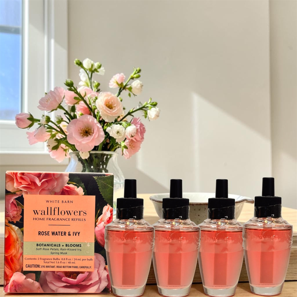 Rose Water & Ivy White Barn Wallflowers Refill 4pack Botanicals & Blooms Home Fragrances Plugs