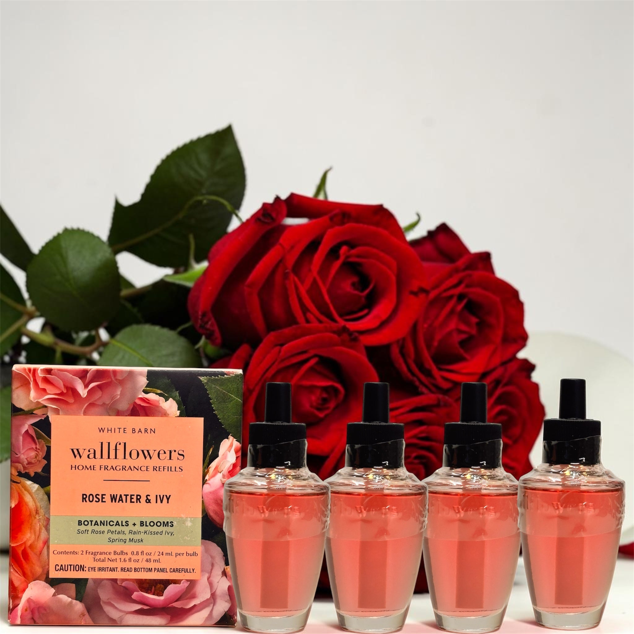 Rose Water & Ivy White Barn Wallflowers Refill 4pack Botanicals & Blooms Home Fragrances Plugs