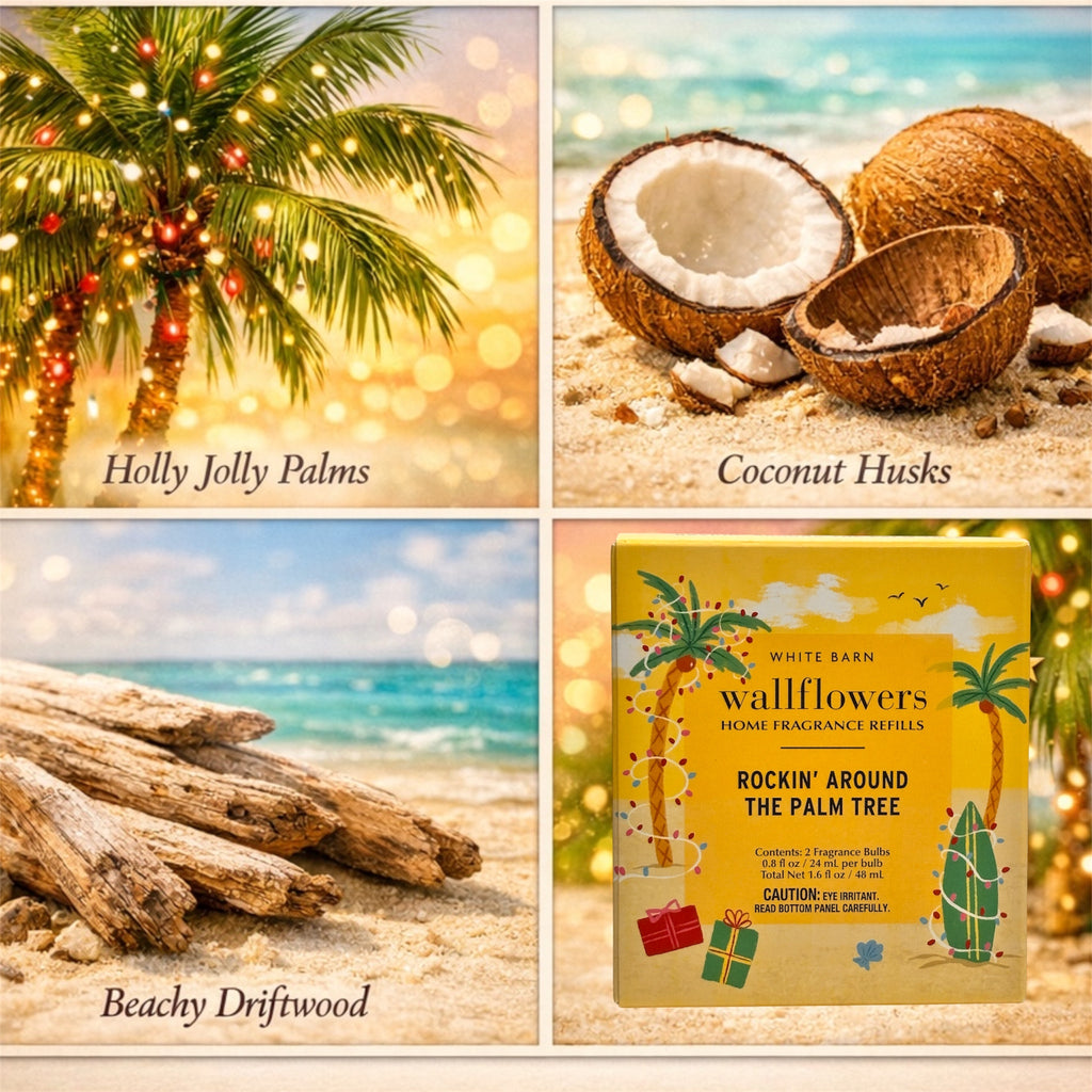 White Barn Rockin Around the Palm Tree Walflowers Refill 4pack Holiday Home fragrance plugs