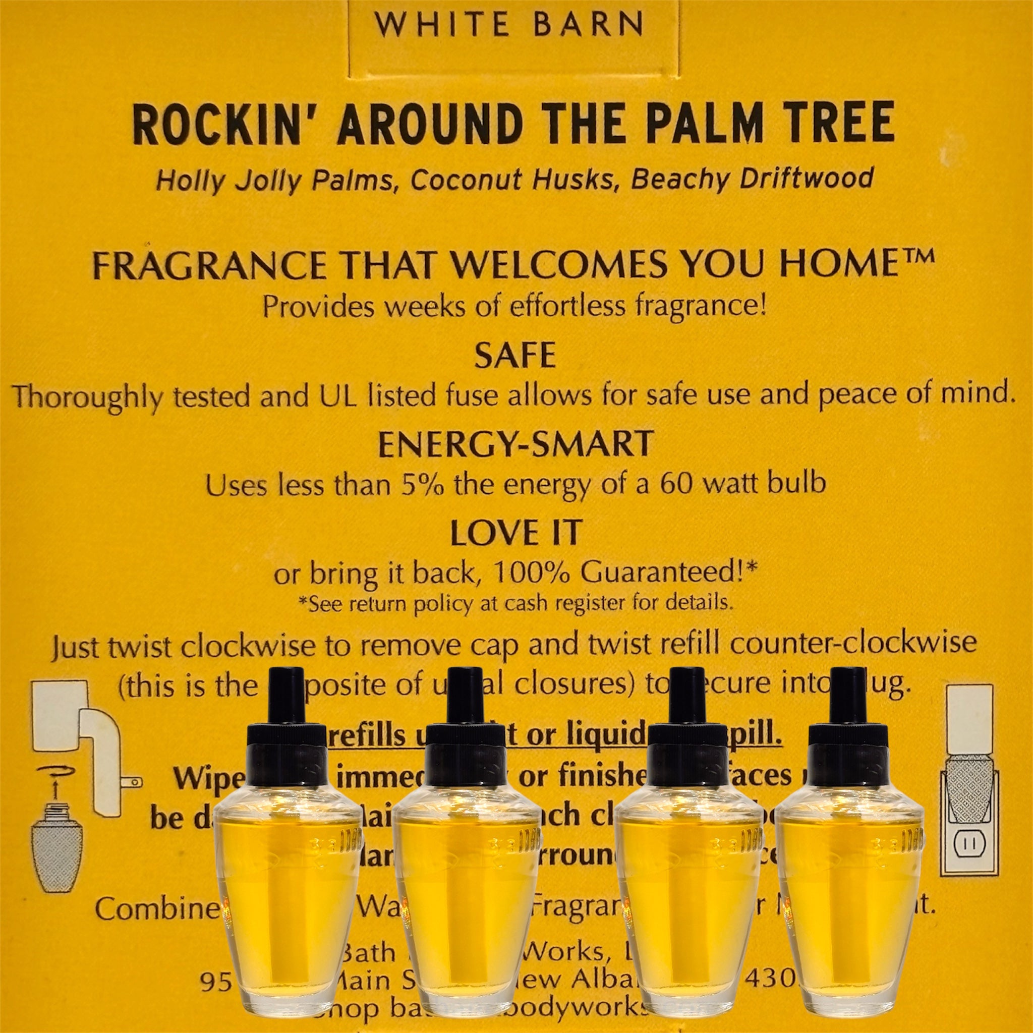White Barn Rockin Around the Palm Tree Walflowers Refill 4pack Holiday Home fragrance plugs