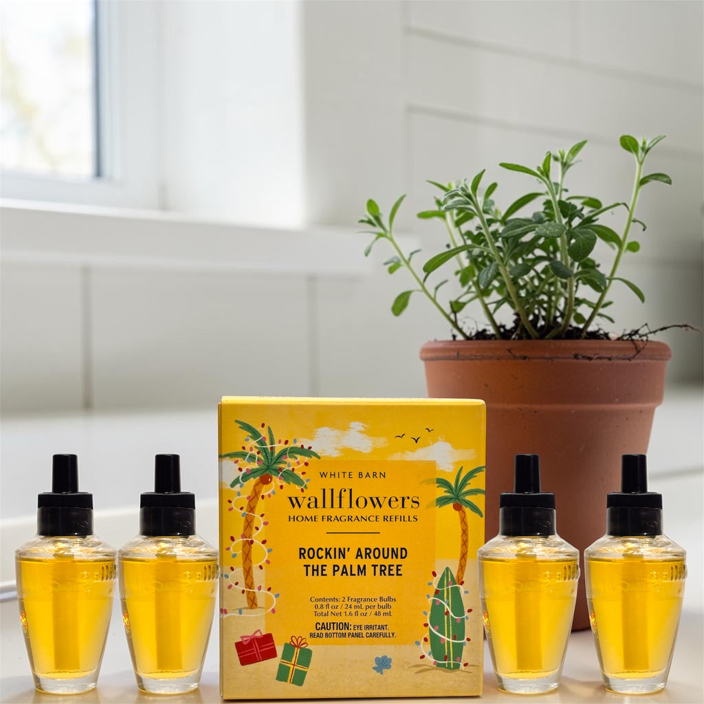 White Barn Rockin Around the Palm Tree Walflowers Refill 4pack Holiday Home fragrance plugs