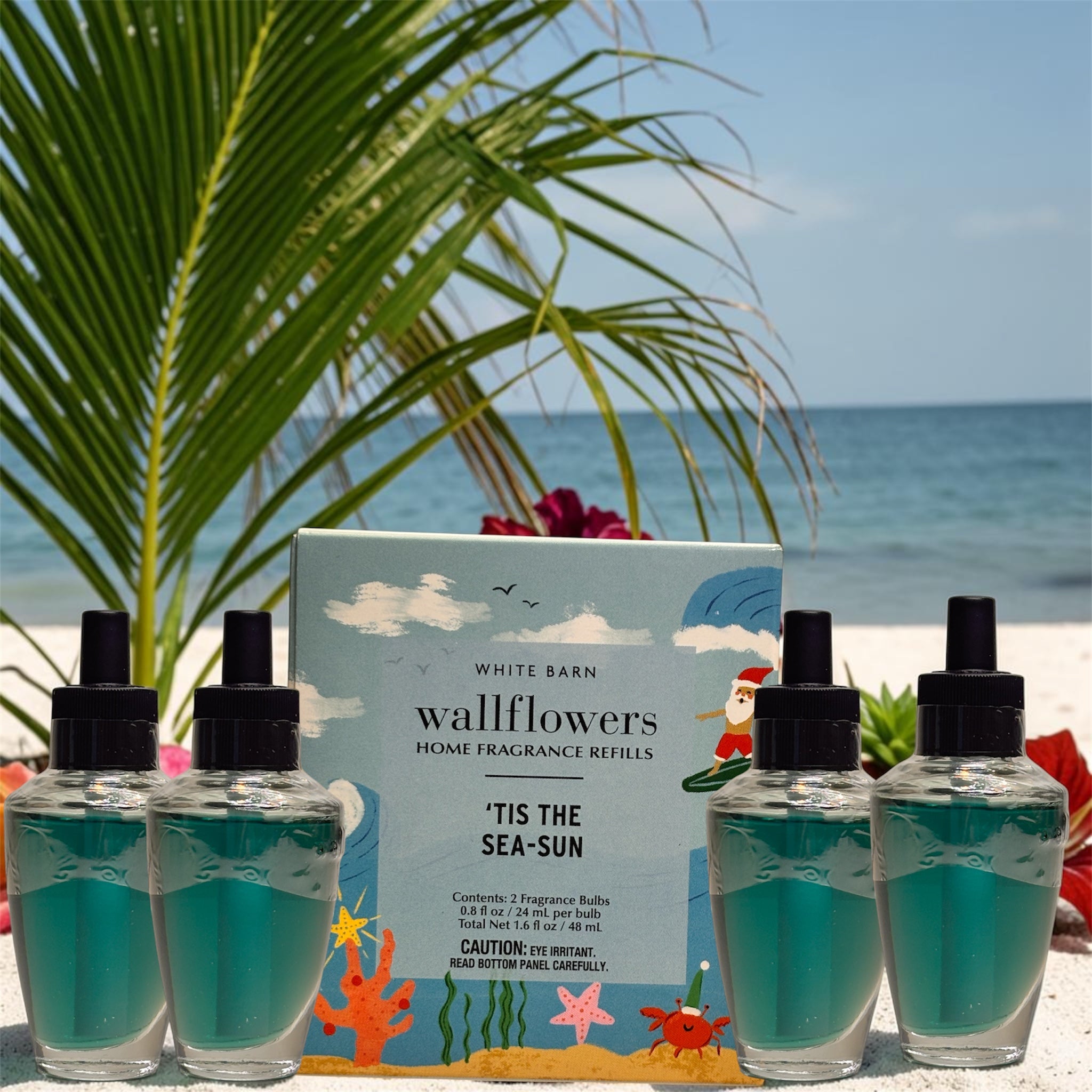 Tis the Sea-Sun White Barn Wallflowers Refill 4pack /Holiday Home Fragrances Plugs