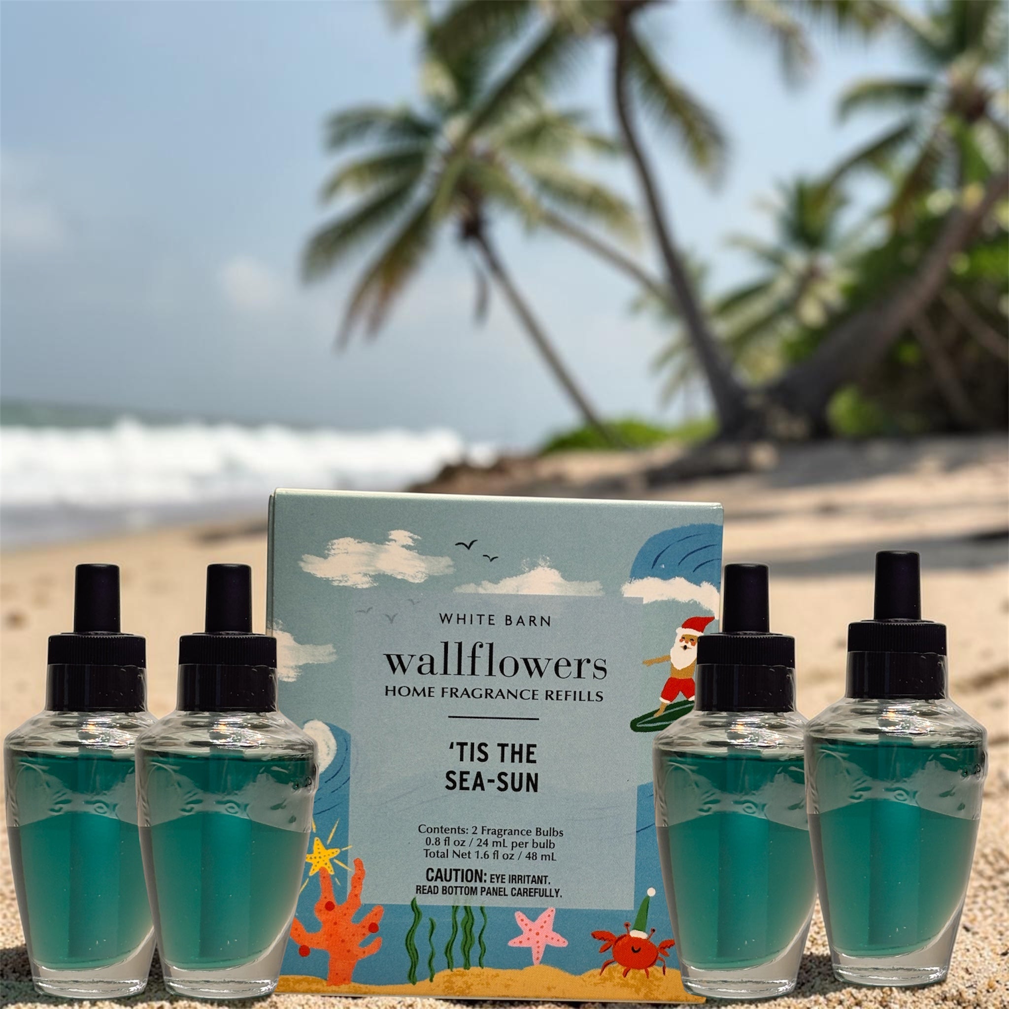 Tis the Sea-Sun White Barn Wallflowers Refill 4pack /Holiday Home Fragrances Plugs