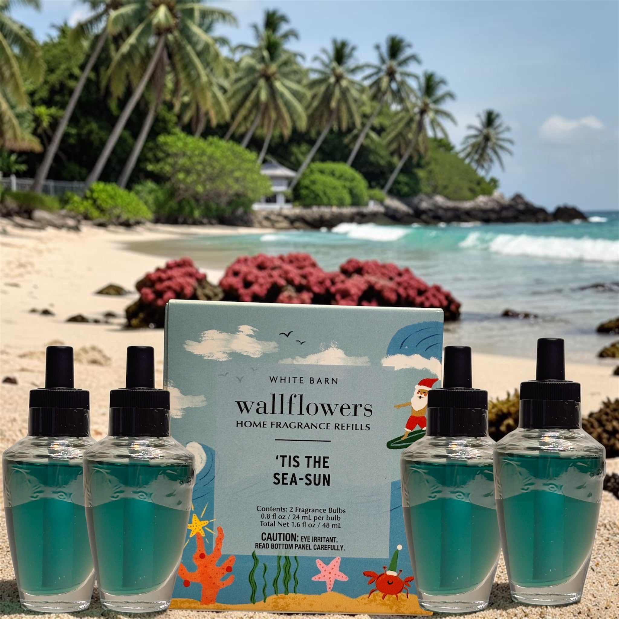 Tis the Sea-Sun White Barn Wallflowers Refill 4pack /Holiday Home Fragrances Plugs