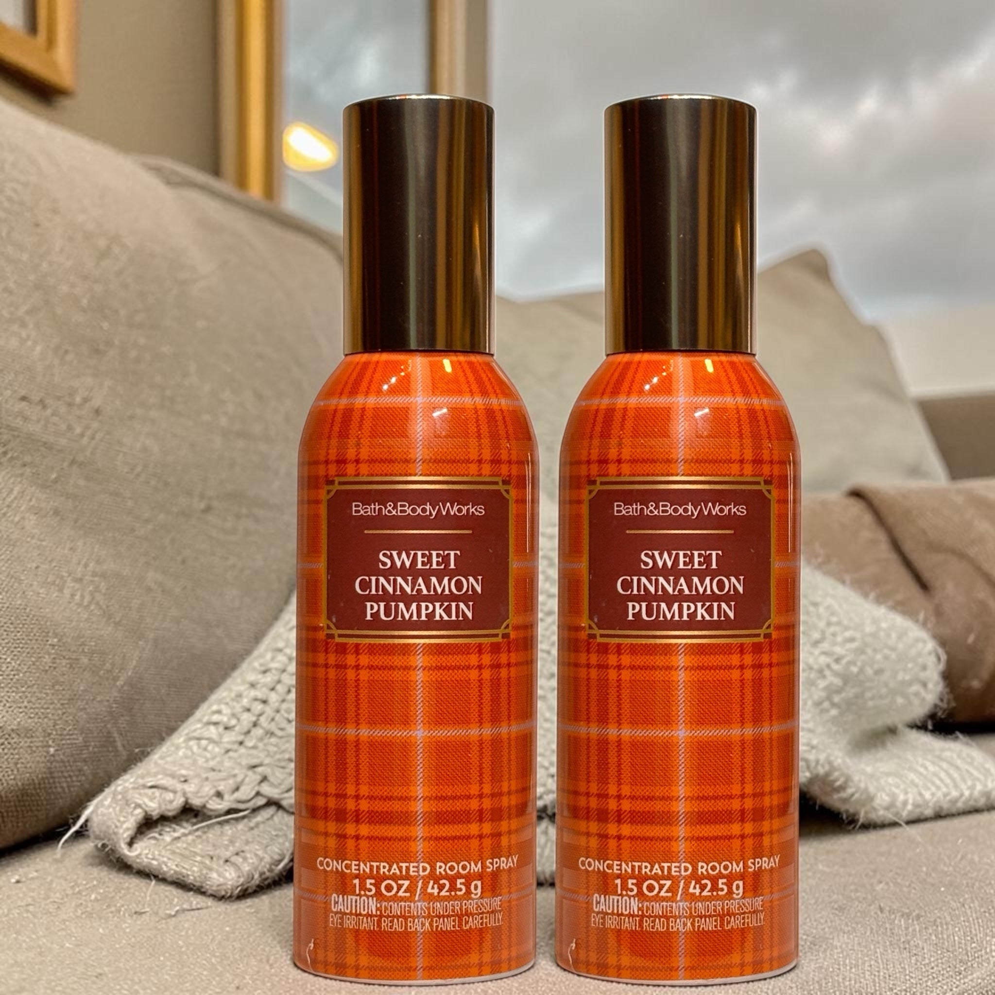 Sweet Cinnamon Pumpkin Room Spray set of 2 Cozy Fall Home Fragance 1.5 oz each