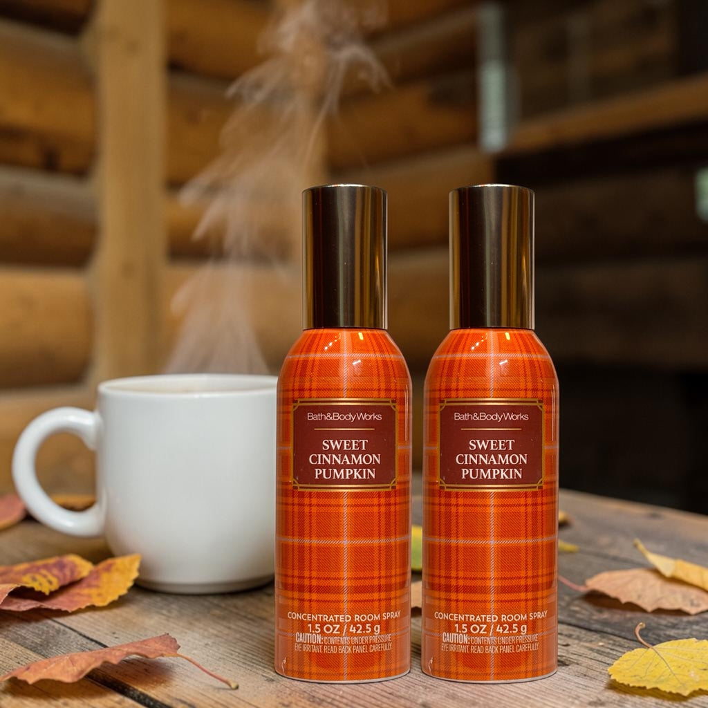 Sweet Cinnamon Pumpkin Room Spray set of 2 Cozy Fall Home Fragance 1.5 oz each