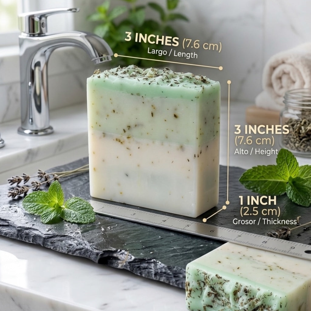 The Herbal Revive Peppermint & Goat's Milk Soap Bar, Nourishing, Cooling, with Dried Botanicals