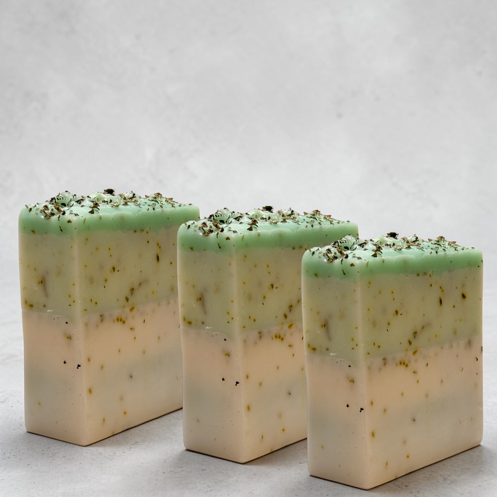 The Herbal Revive Peppermint & Goat's Milk Soap Bar, Nourishing, Cooling, with Dried Botanicals