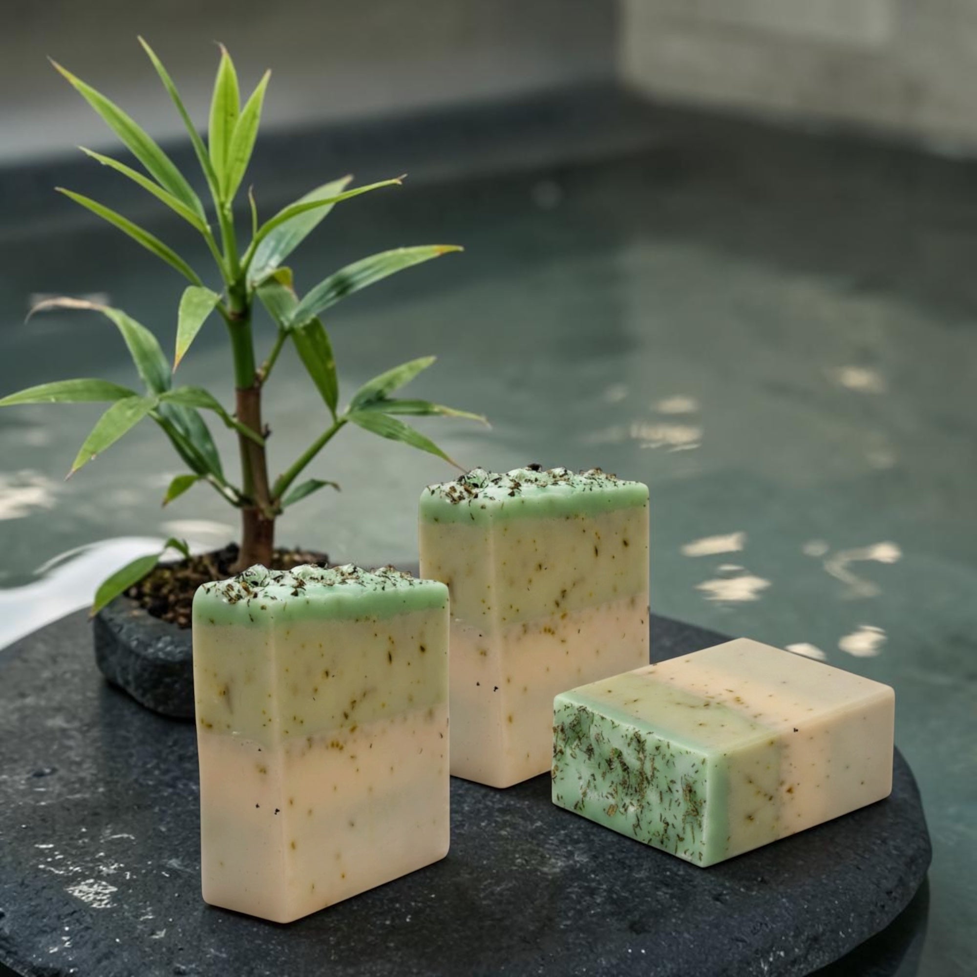 The Herbal Revive Peppermint & Goat's Milk Soap Bar, Nourishing, Cooling, with Dried Botanicals