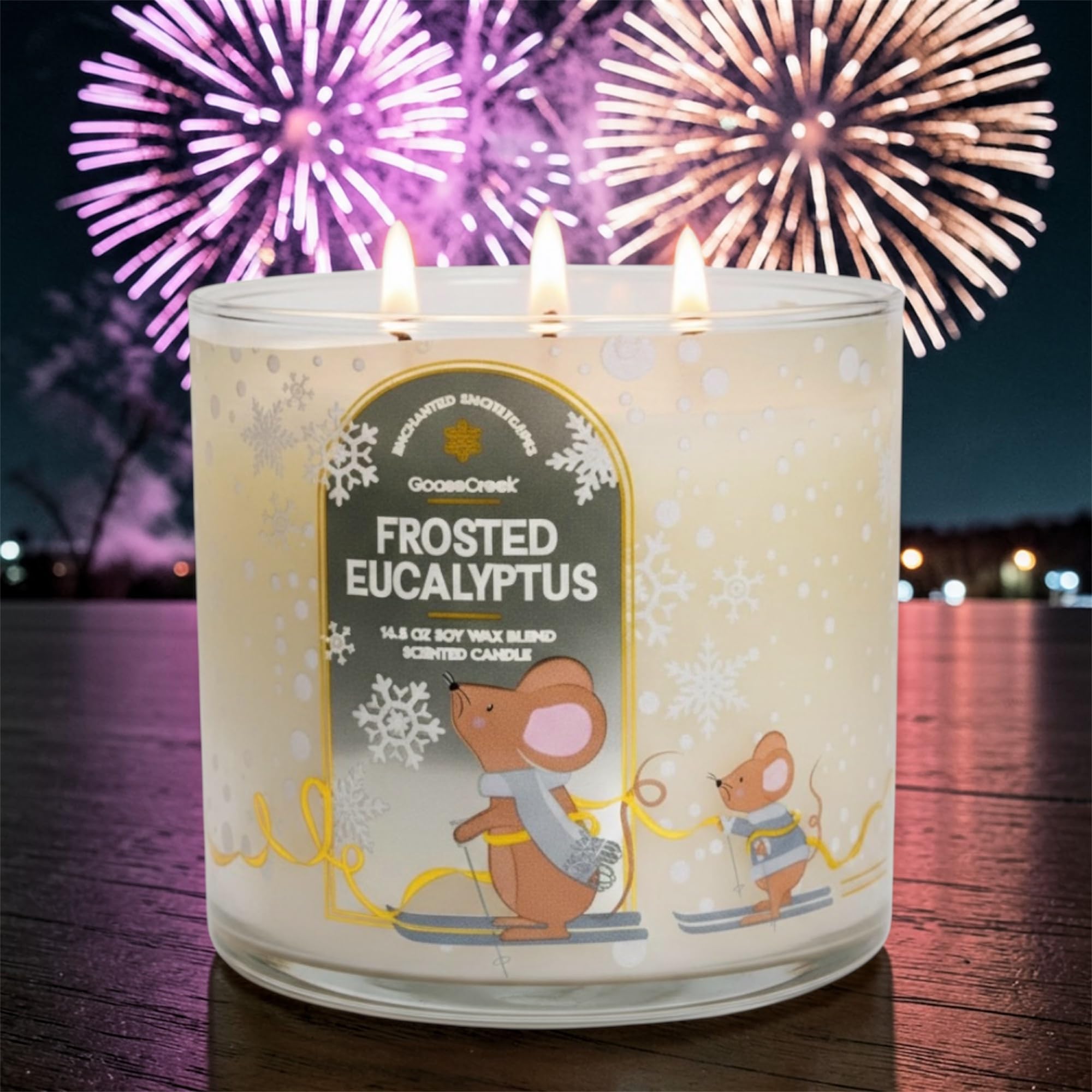 Frosted Eucalyptus 3-Wick Scented Candle, Soy Wax Blend, 14.5 oz, Frosted Pine, Crisp Eucalyptus, Bright Bergamot & ICY Mint