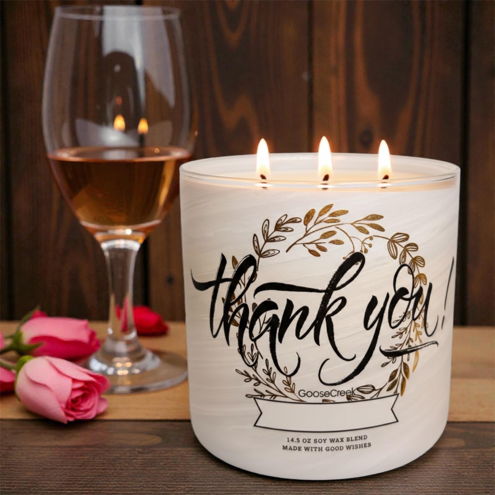 Thank You Candle, 3-Wick Soy Wax Blend, 14.5 oz, Berry Scented & as a Gift Artisanal soap Strawberry Shortcake