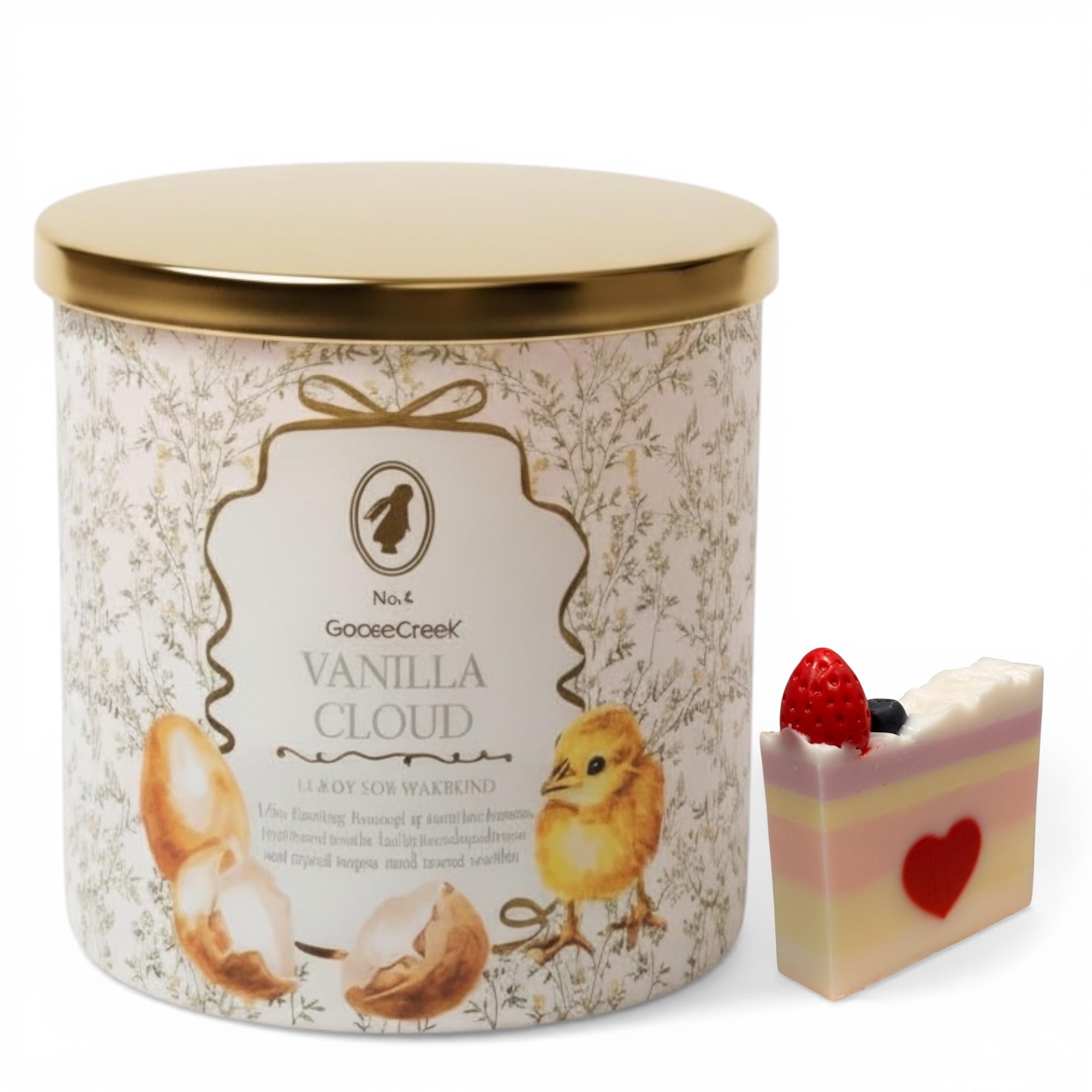 Vanilla Cloud Scented Candle with Artisanal Shortcake Soap Gift, 14.5 oz Soy Wax Blend, Marshmallow and Vanilla Scent
