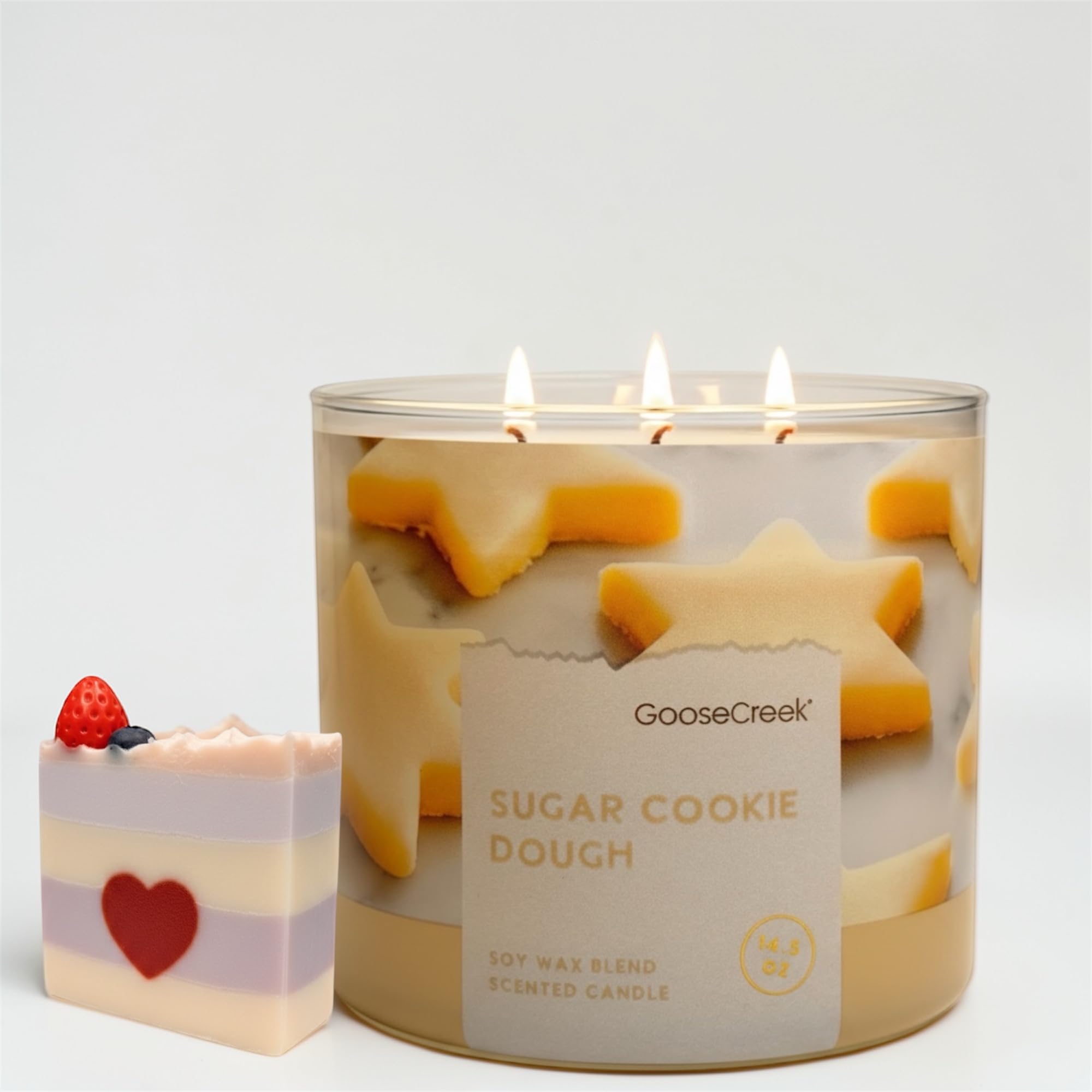 Sugar Cookie Dough Scented Candle, Soy Wax Blend, 3-Wick, 14.5 oz, Sweet Cookie Dough, Vanilla Extract, Spiced Vanilla