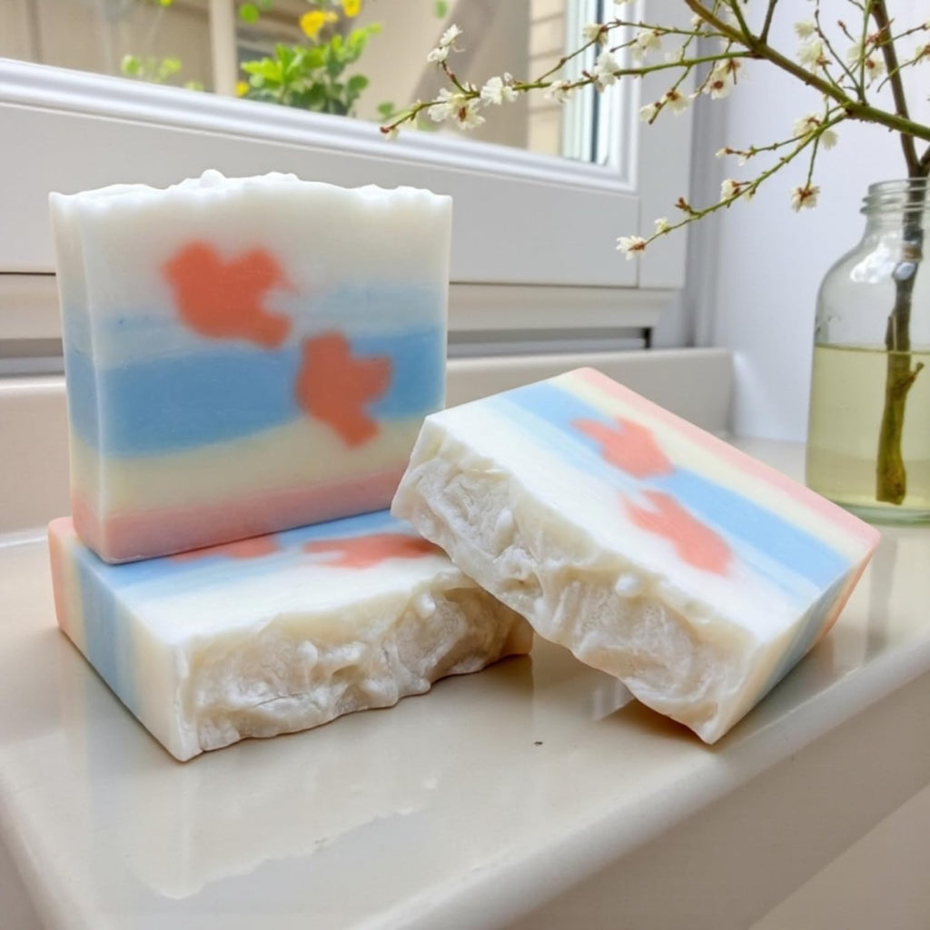 Handmade Artisan Soap Bars, Multi-Layered Decorative Design, Natural Bath Soap