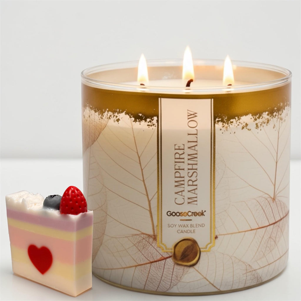 Campfire Marshmallow Soy Wax Blend Candle, 3-Wick, Fluffy Marshmallow, Vanilla Bean & Spun Sugar Scent