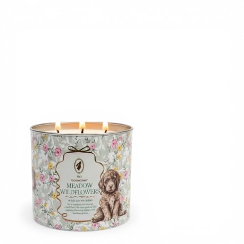 Meadow Wildflowers Scented Candle, 14.5 oz Soy Wax Blend with Artisanal Shortcake Soap Gift