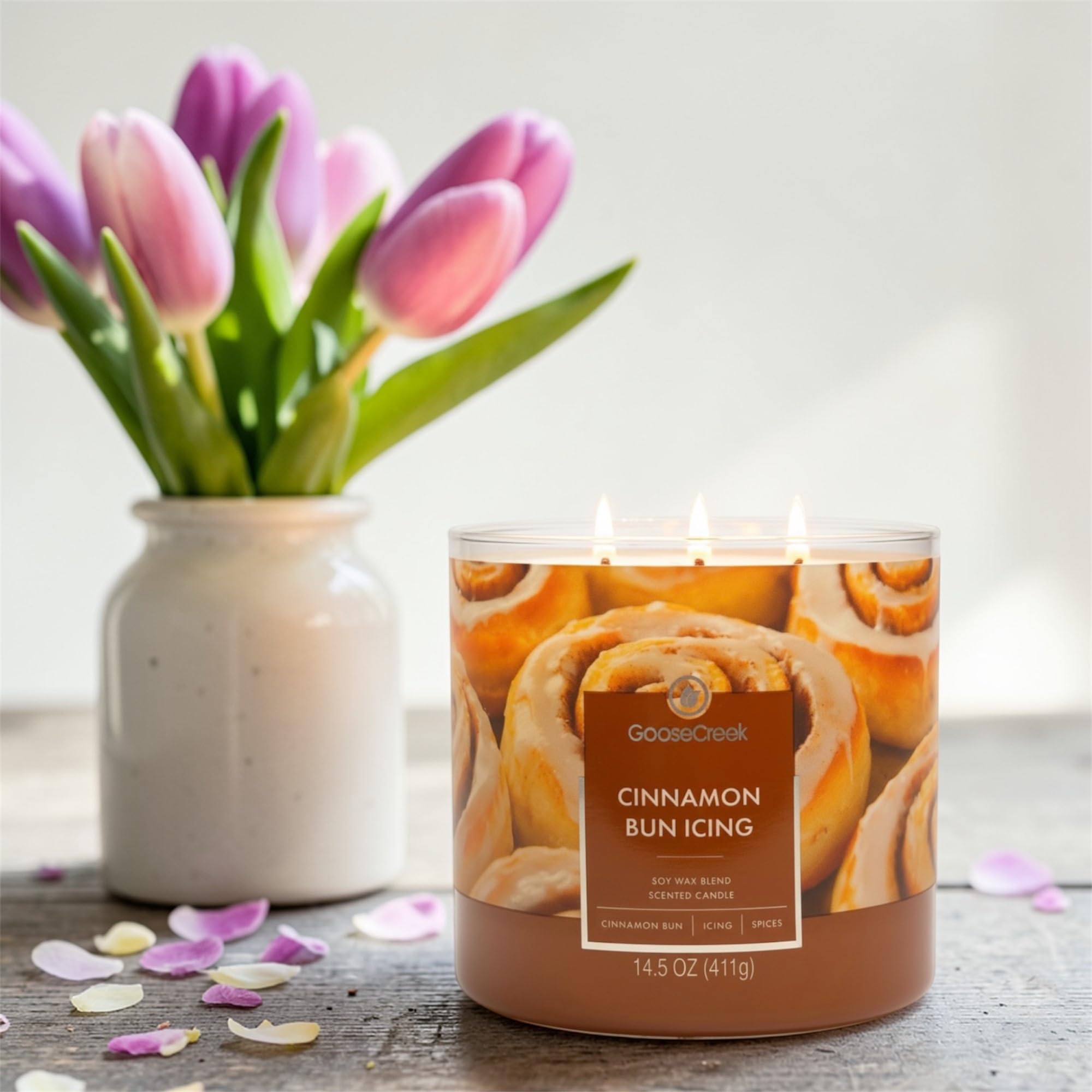 Cinnamon Bun Icing Scented Candle, Soy Wax Blend, 3-Wick, 14.5 oz, Cinnamon Bun, Icing, and Spices