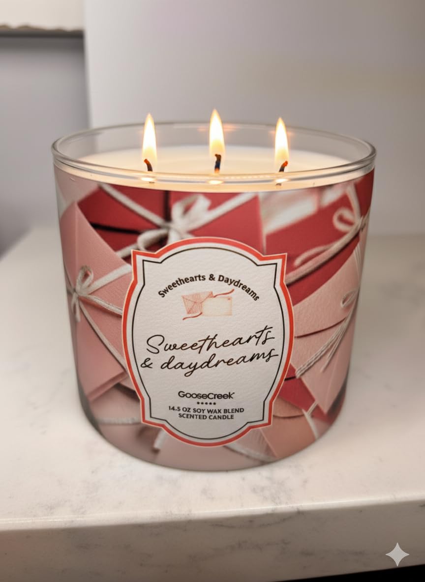 Sweethearts & Daydreams Scented Candle, Soy Wax Blend, 14.5 oz, Candied Cloudberries Pink Marshmallow Vanilla Musk