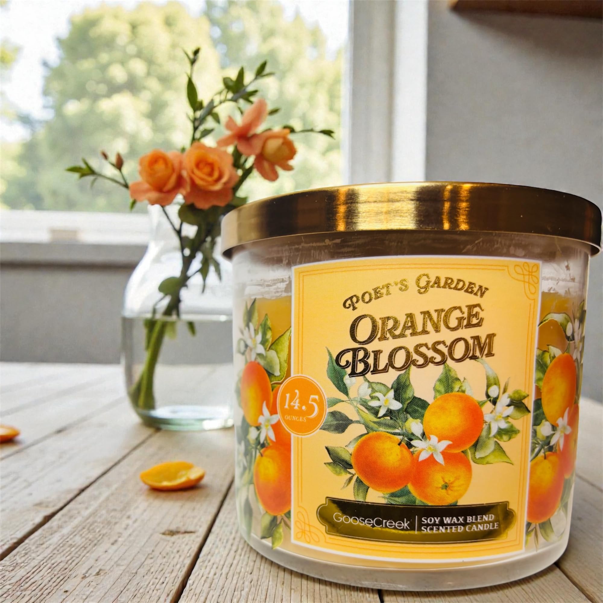 Goose Creek Poet's Garden Orange Blossom Scented Candle, Soy Wax Blend, 14.5 oz