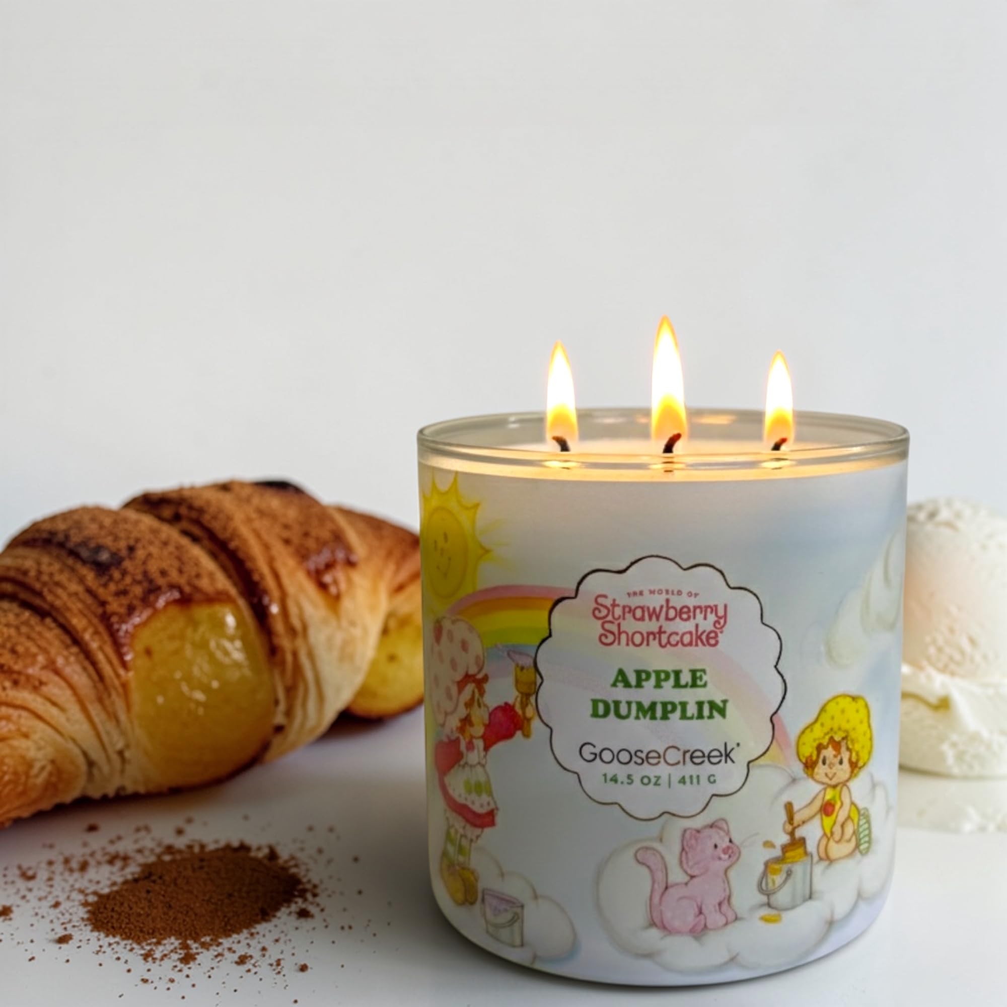 Strawberry Shortcake Apples Dumplin Scented Candle with Artisanal Soap Gift, 14.5 oz, Baked Apples and Cinnamon Sugar Fragrance