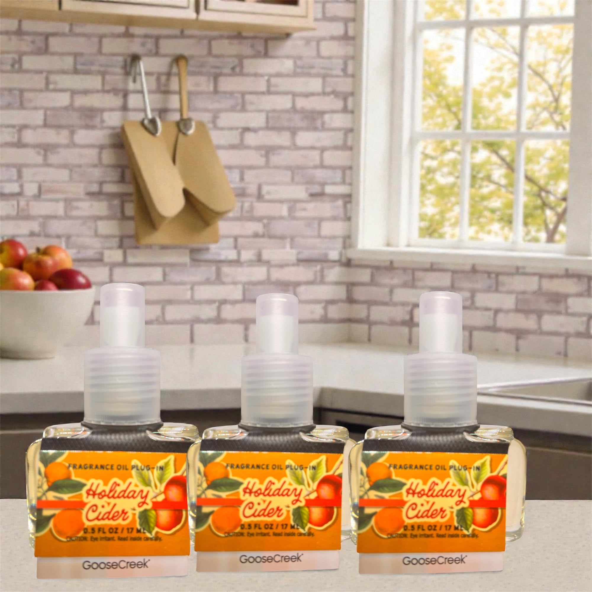 Goose Creek Holiday Cider Fragrance Oil Plug-In Refills, Orange Cinnamon Spice Scent, 0.8 FL OZ, 3 Pack