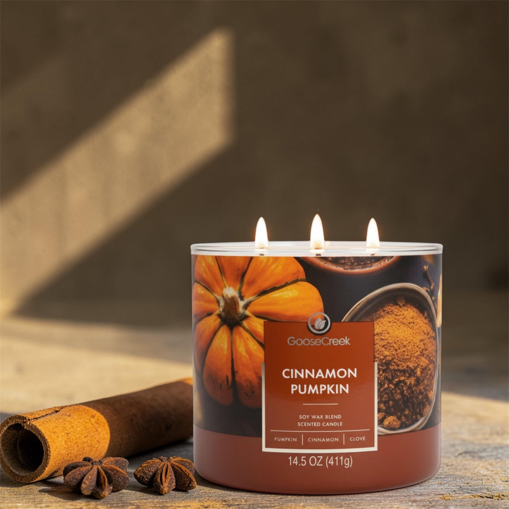 Cinnamon Pumpkin Scented Candle, Soy Wax Blend, 3-Wick, Country Pumpkin, Sweet Cinnamon, Warm Cardamom, 14.5 oz